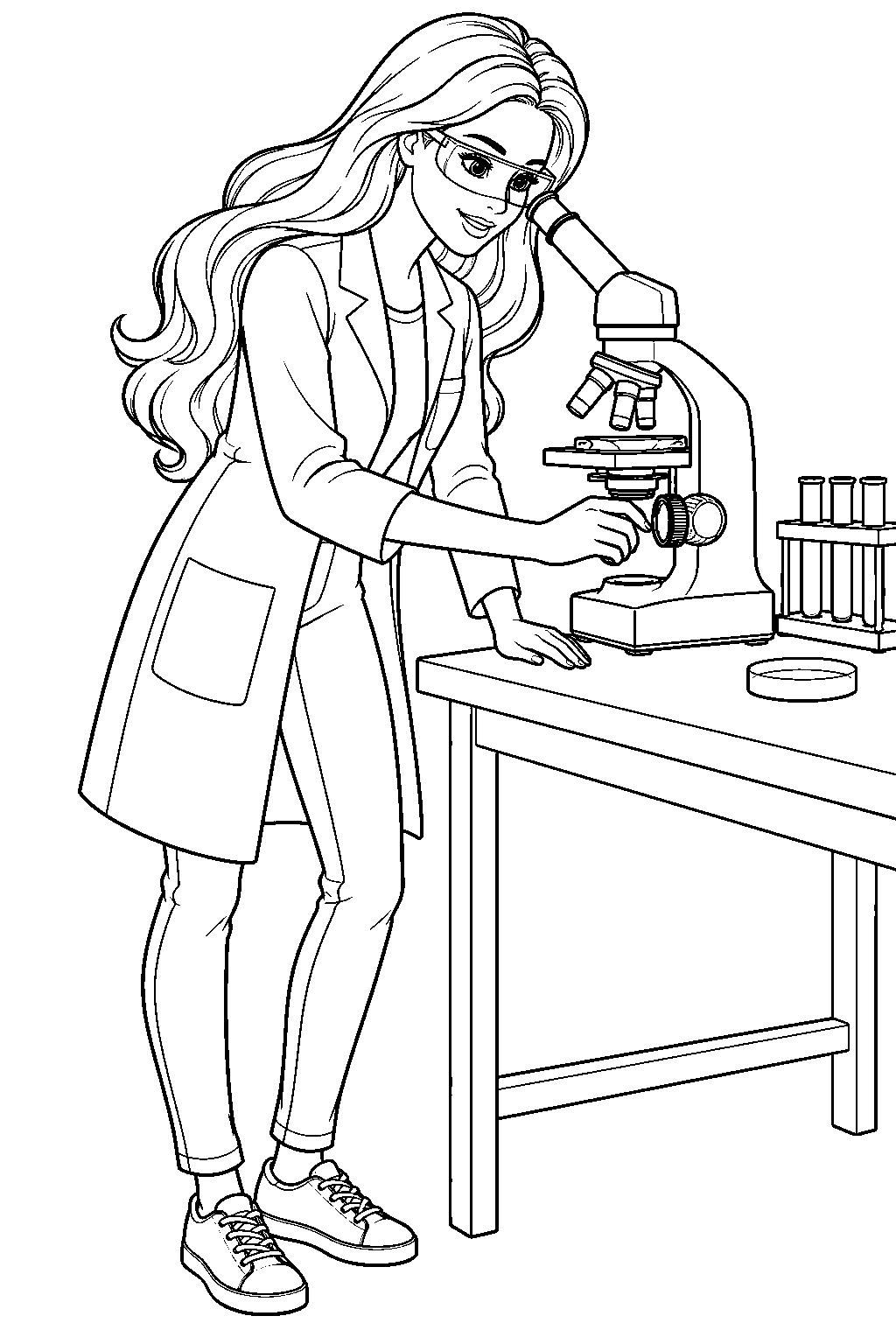 Free Printable Barbie Fashion Designer Sketching a Dress Beside a ...