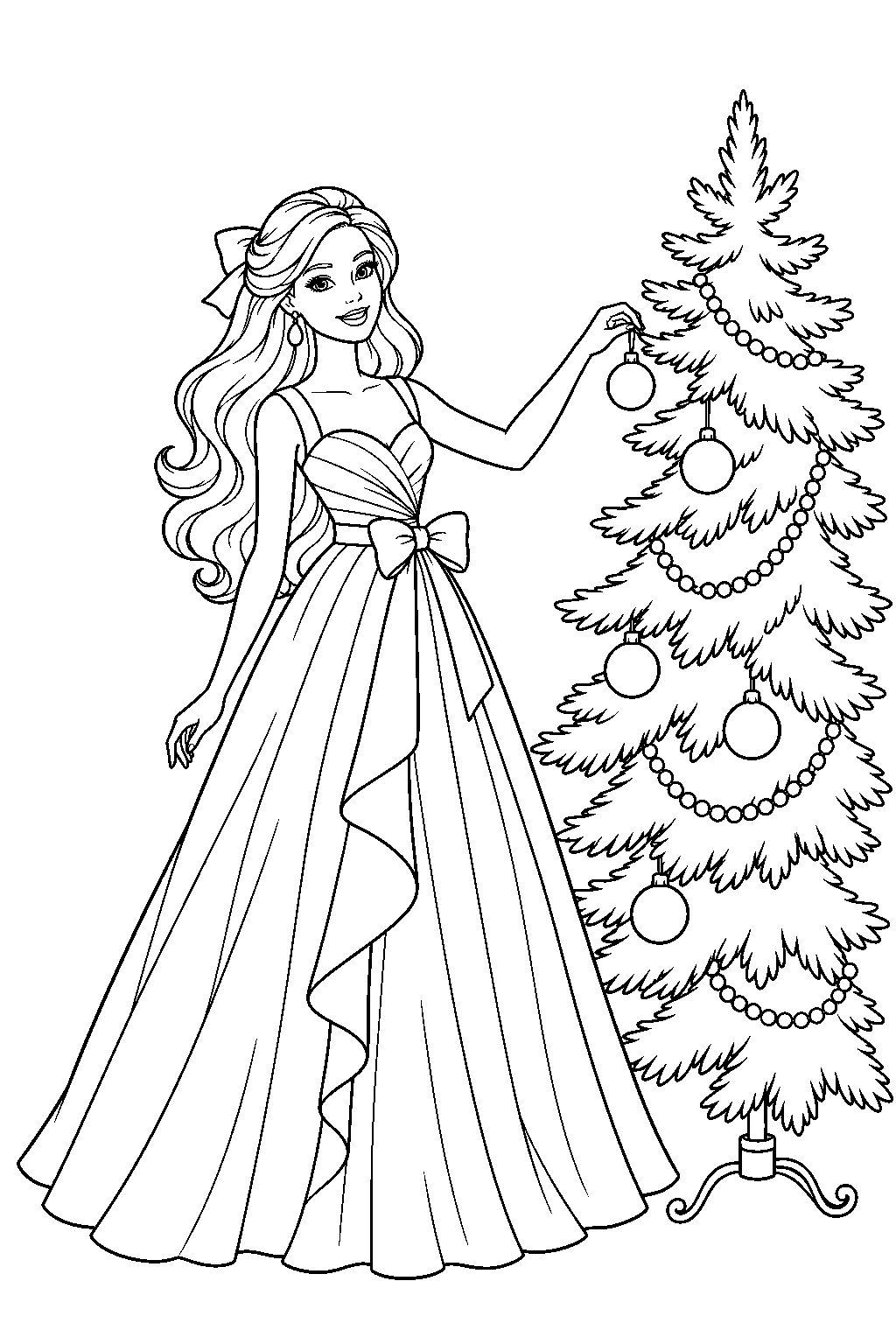 Free Printable Barbie Bride Wearing a Wedding Gown and Veil While ...