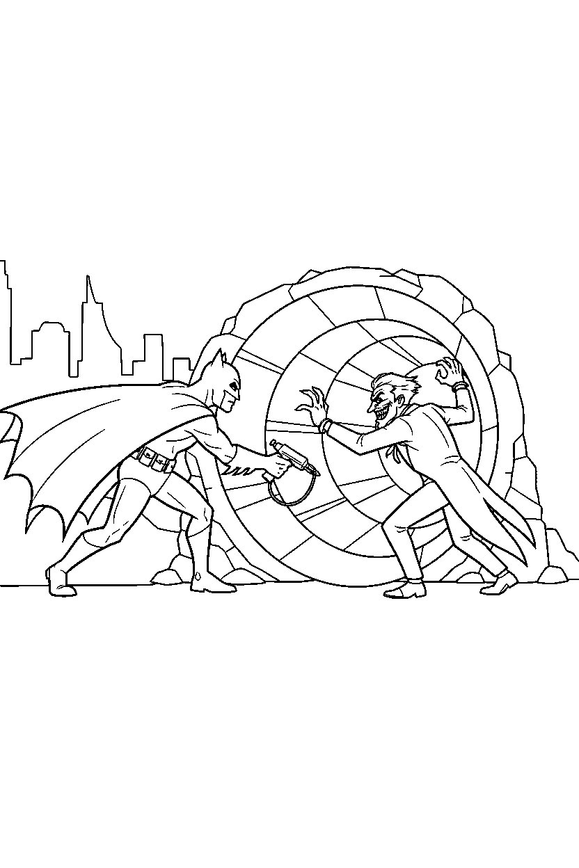 batman joker reaching in tunnel line art