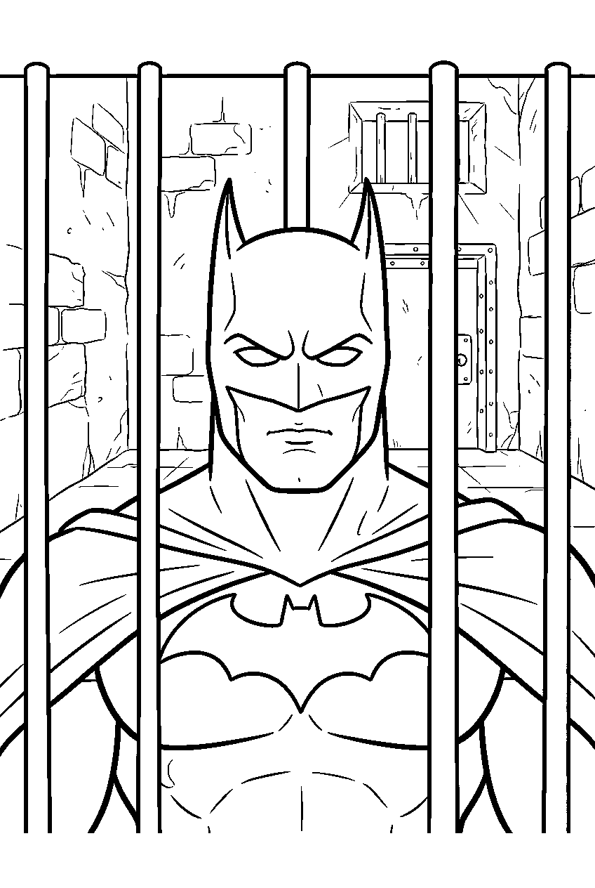batman in arkham cell block line art