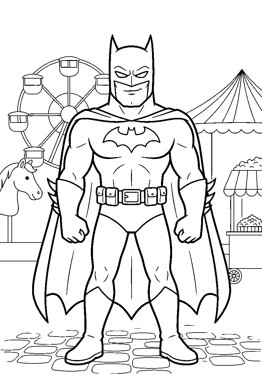 batman in carnival grounds line art
