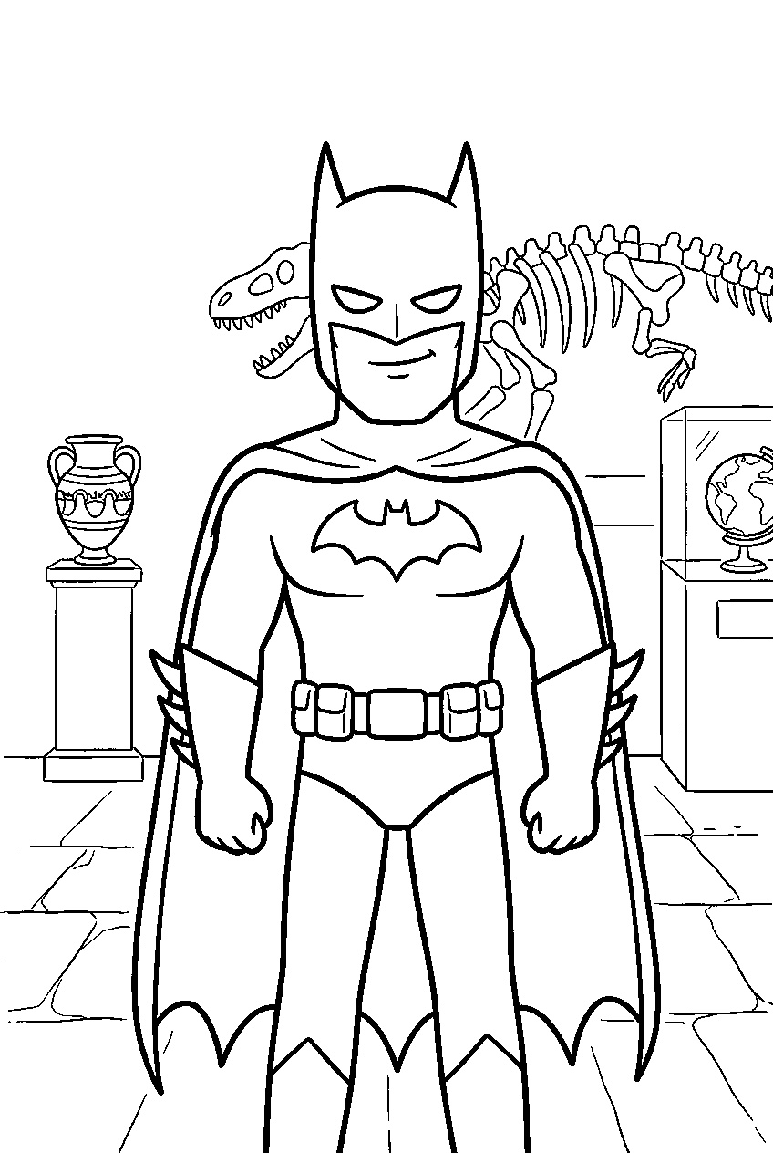 batman in city museum line art