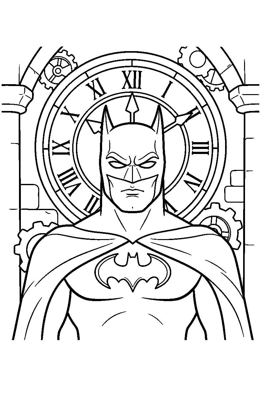 batman in clock tower line art