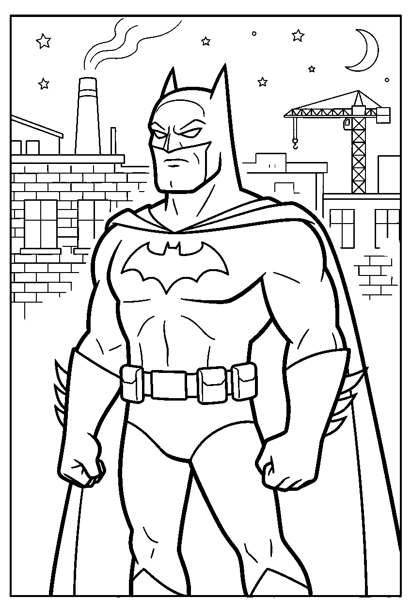 batman in factory district line art