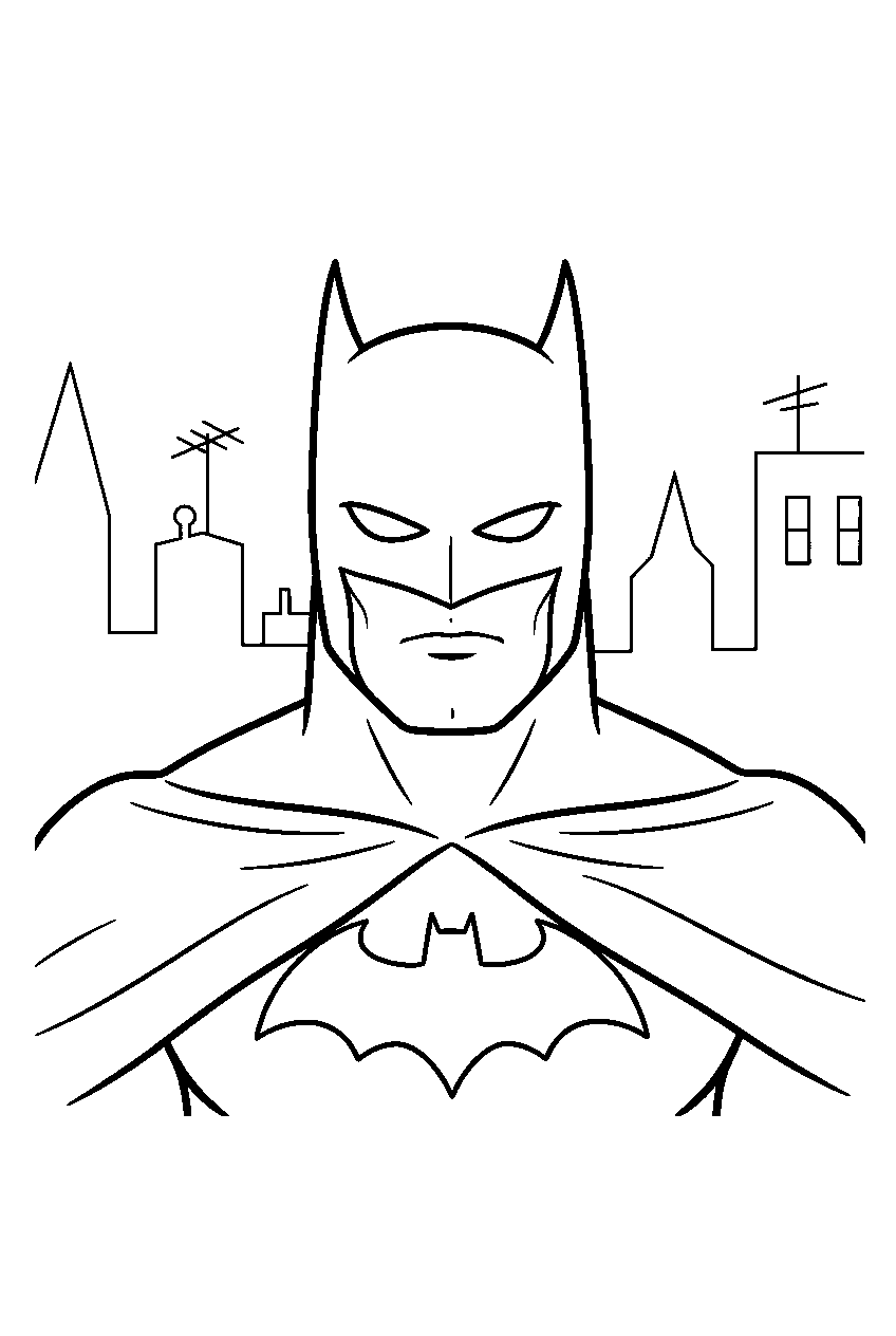 batman in gotham city line art