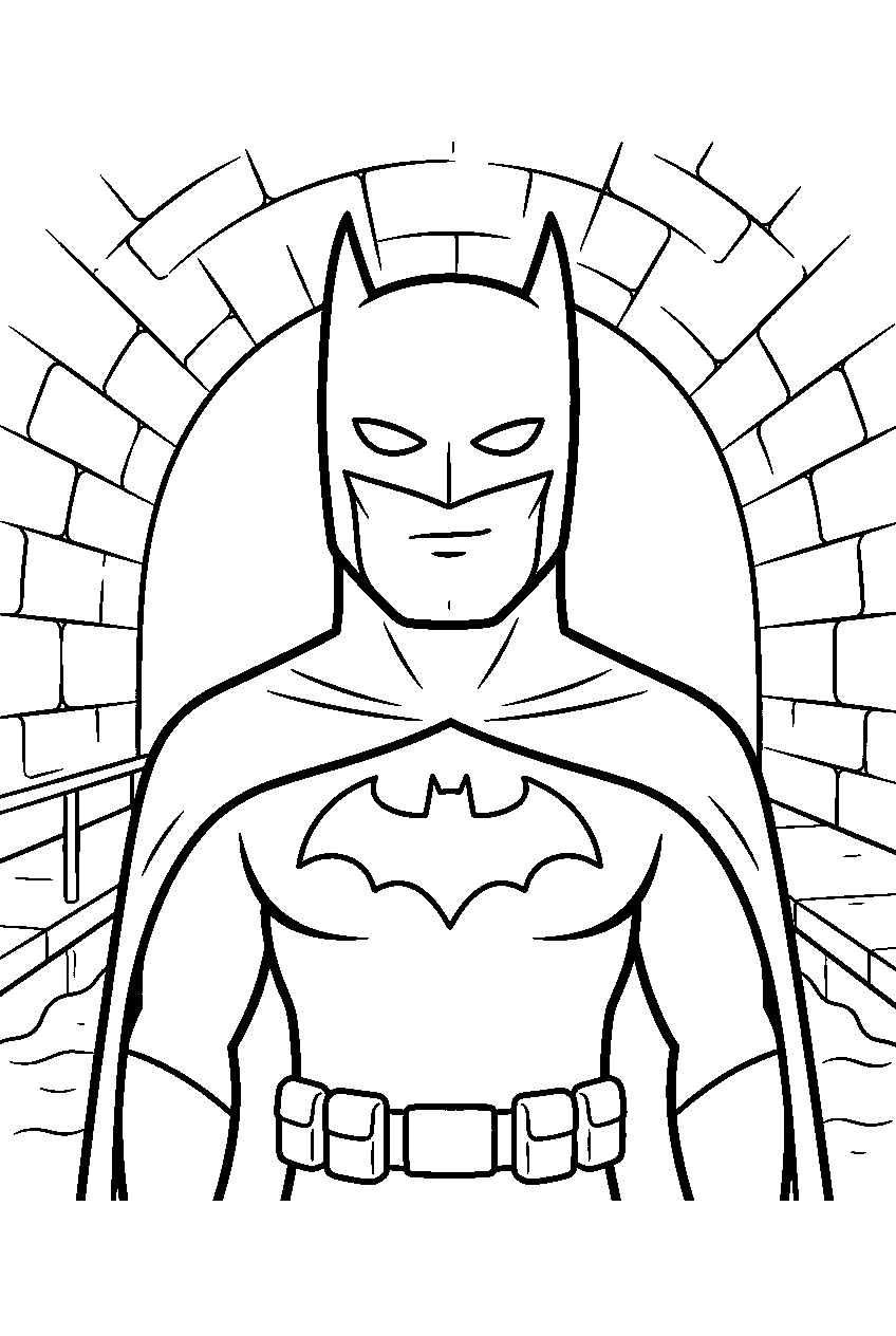batman in sewer tunnel line art