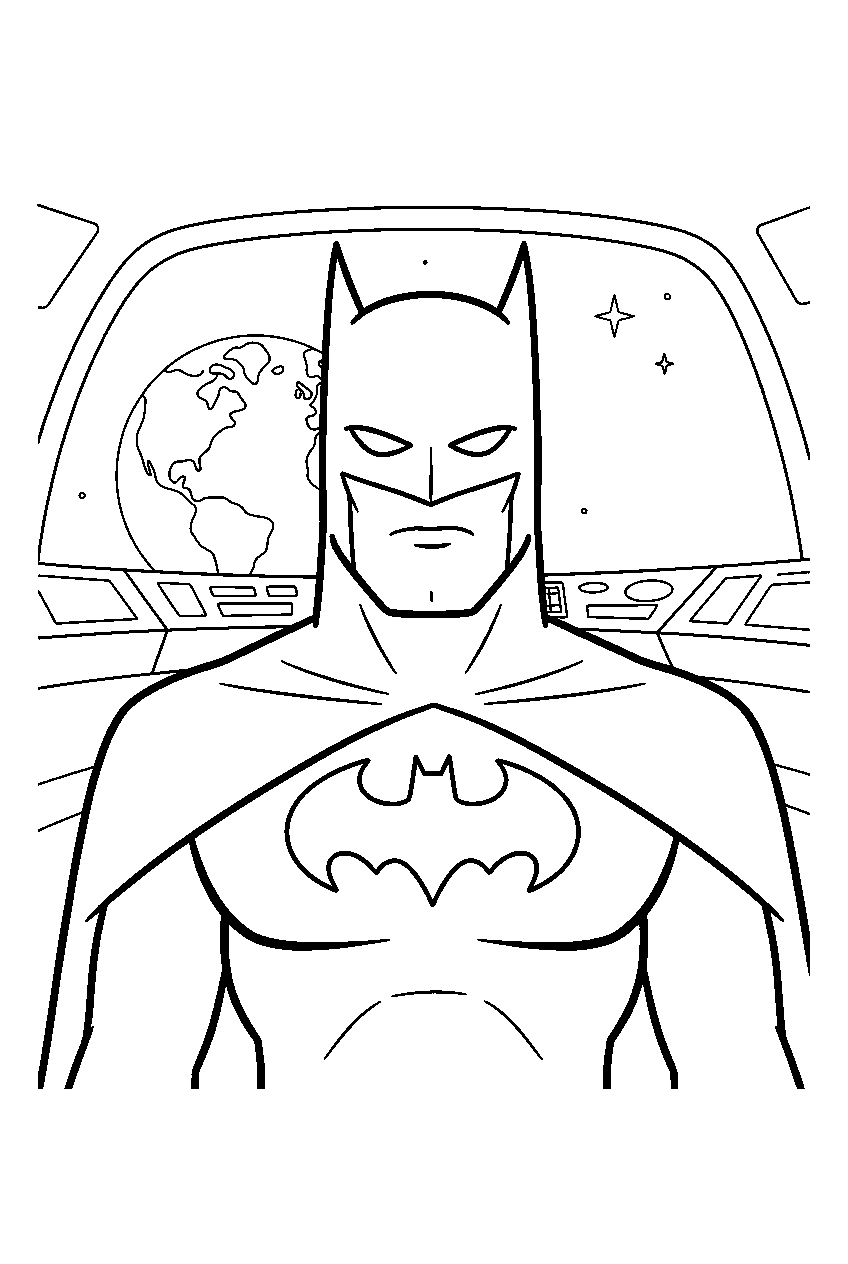 batman in watchtower station line art
