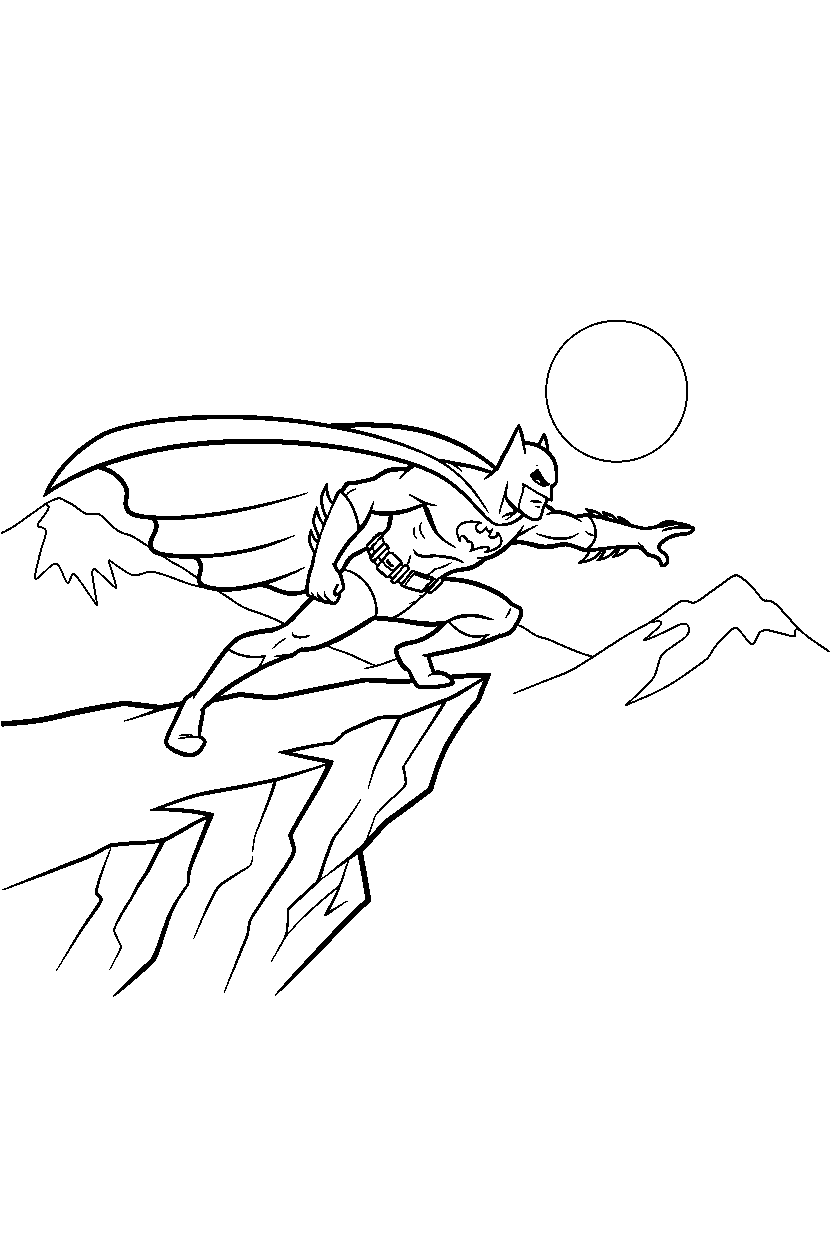 batman reaching on cliff line art