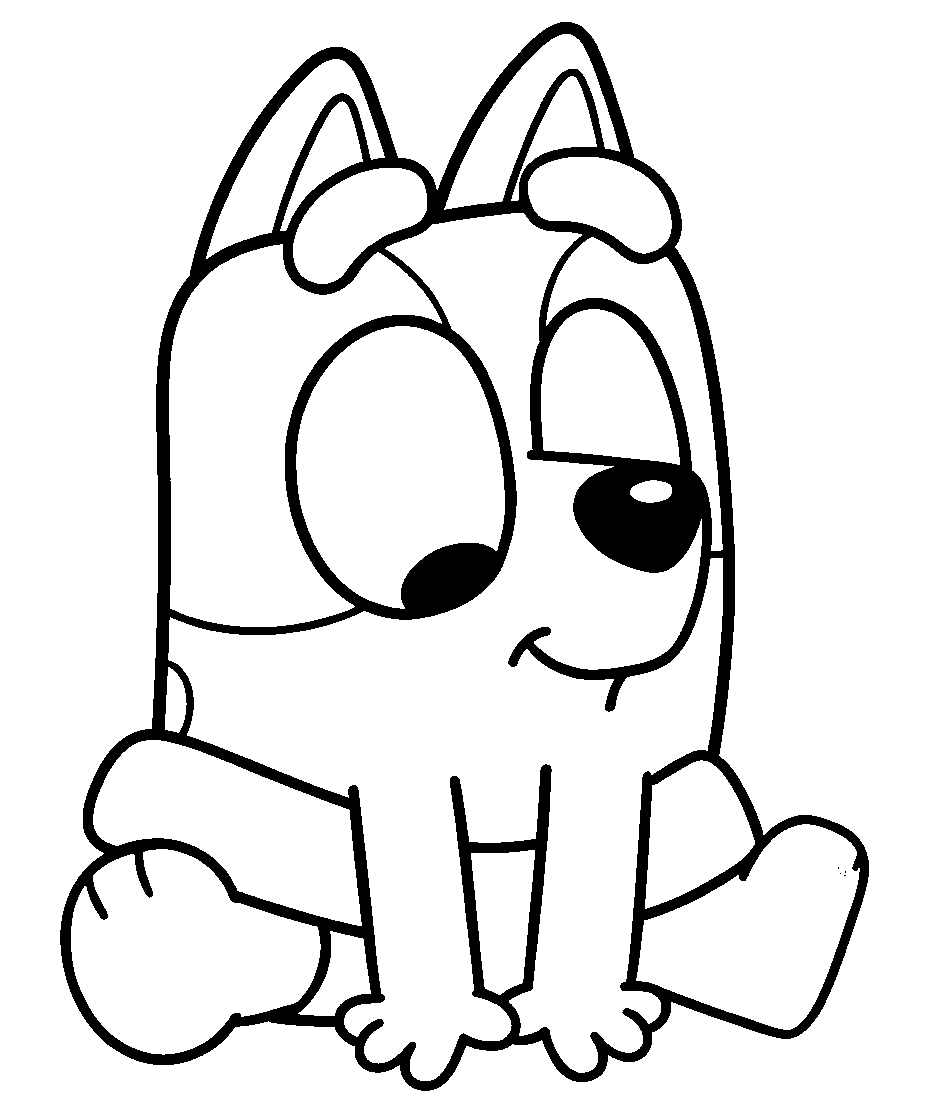 bingo heeler sitting line art
