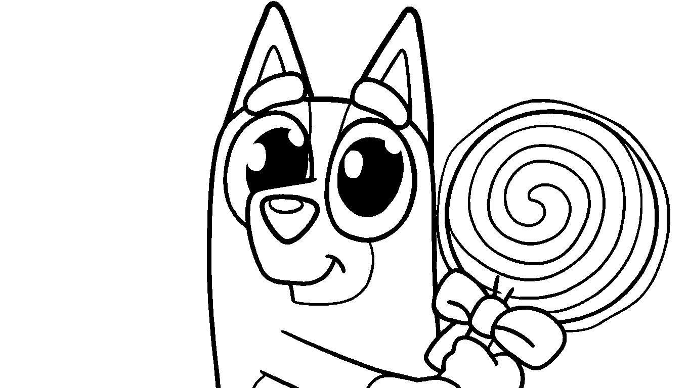 bingo with giant lollipop line art