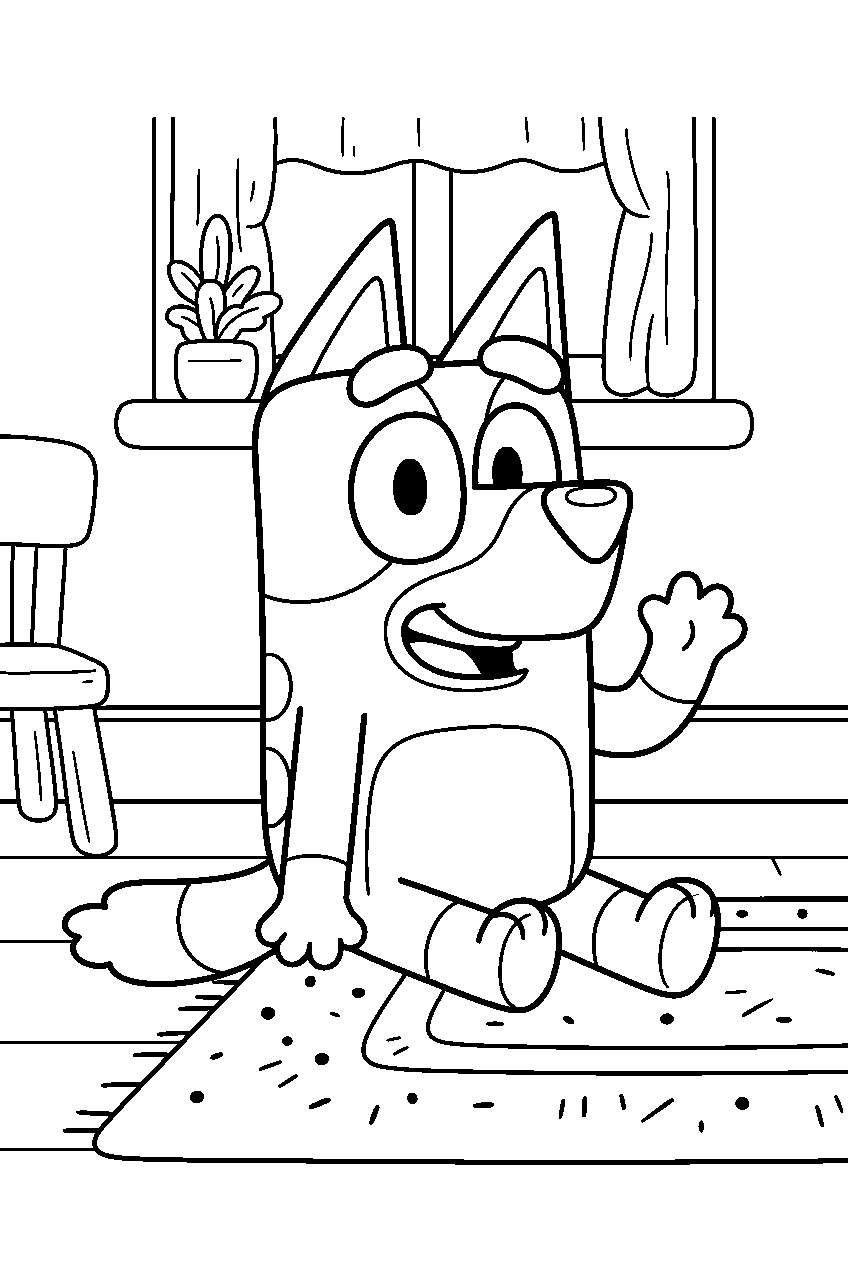 bluey in bluey s house line art