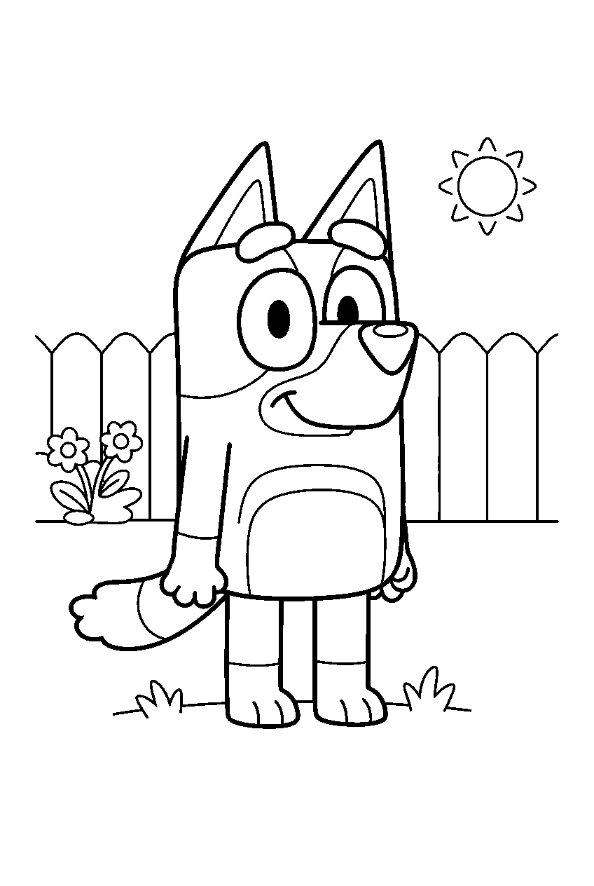 bluey in front yard line art