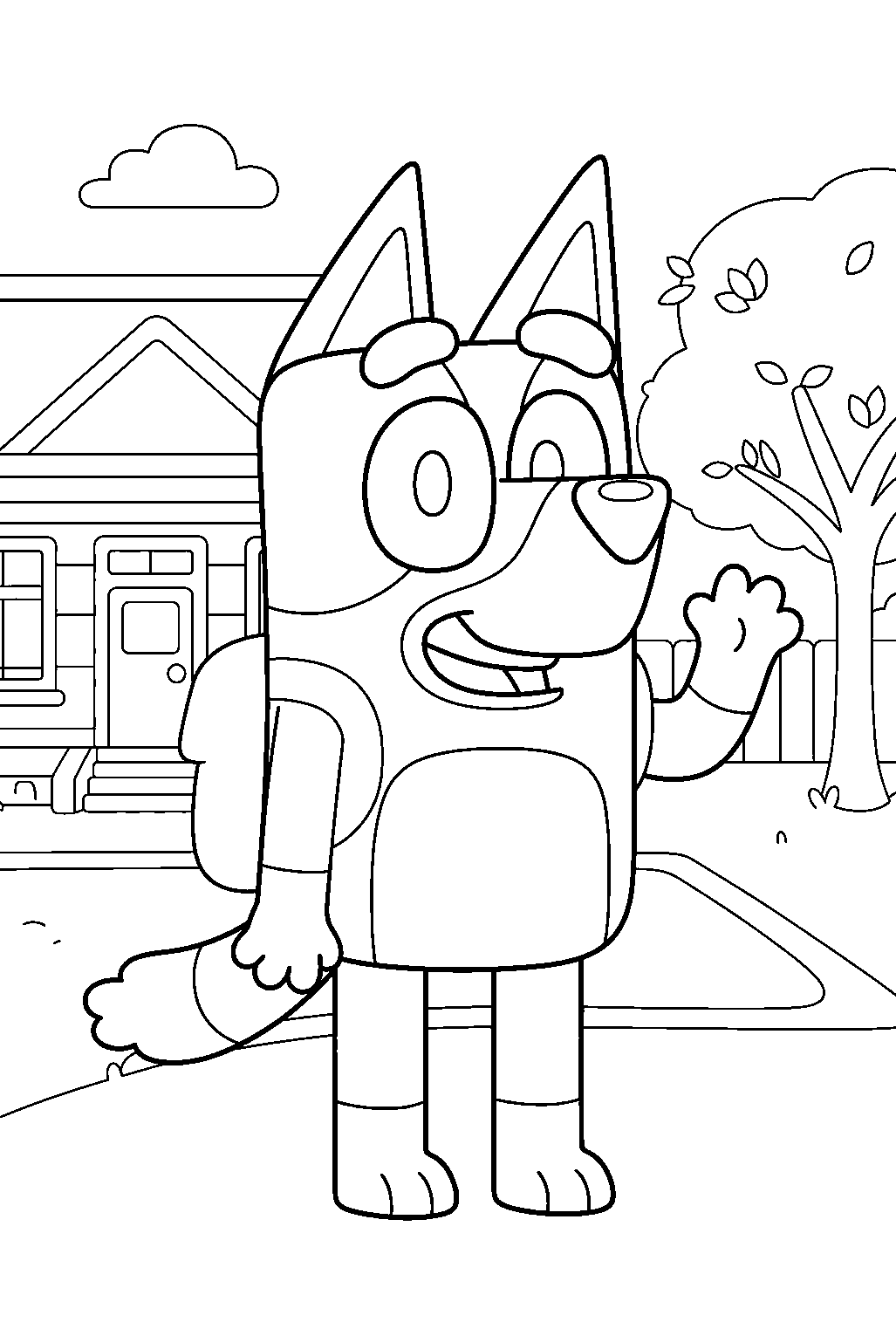 bluey in school yard line art