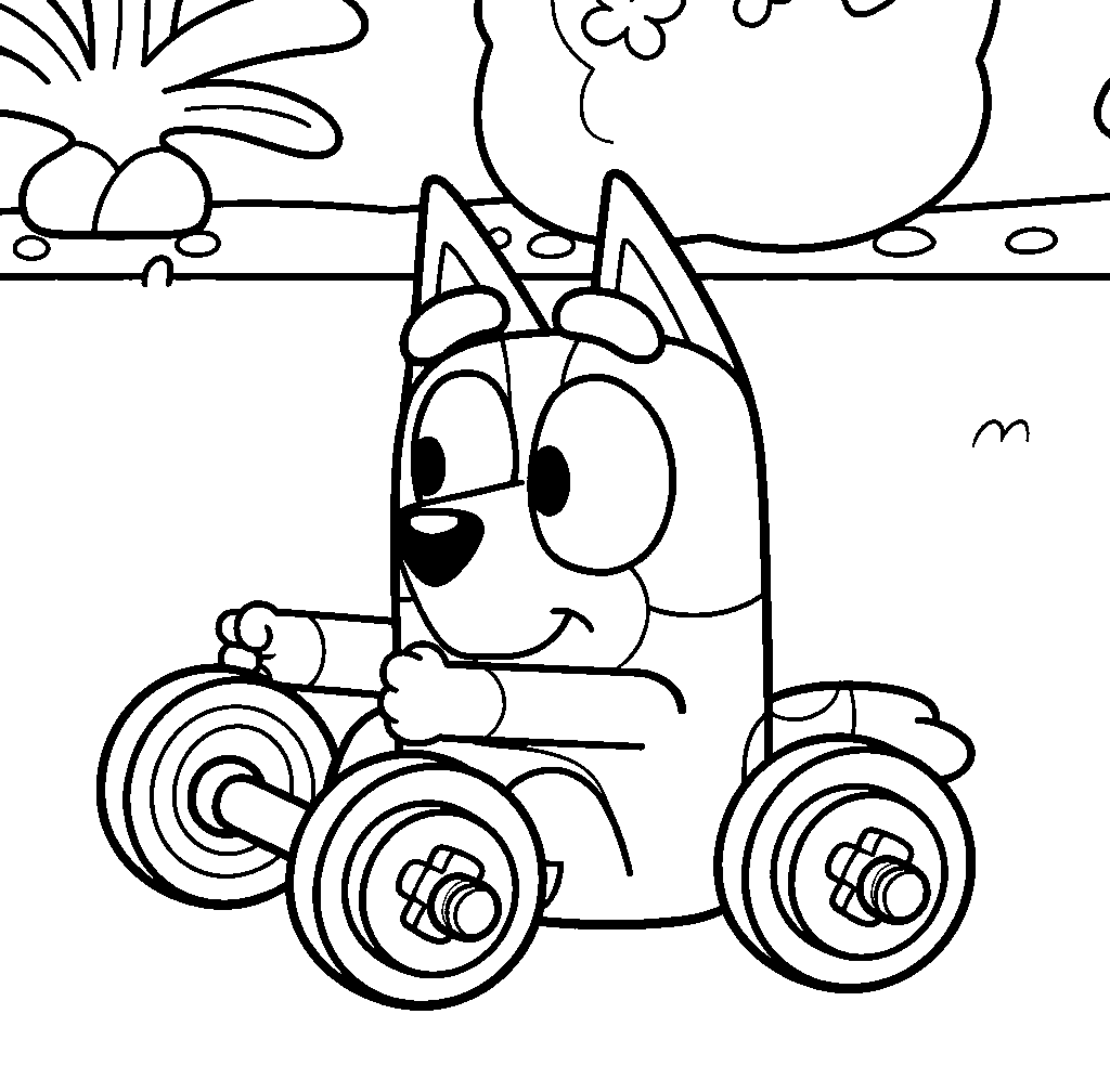 bluey lifting dumbbells line art