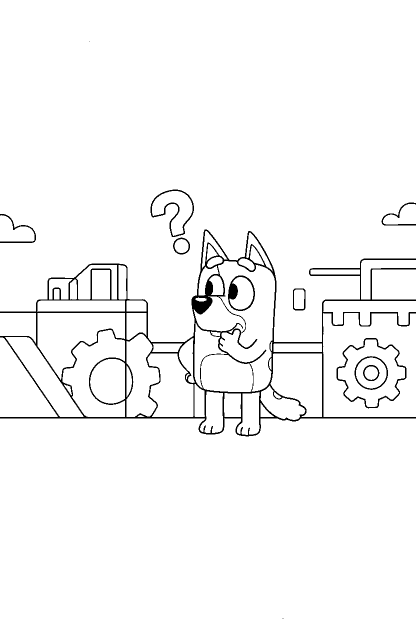 bluey thinking in challenge area line art