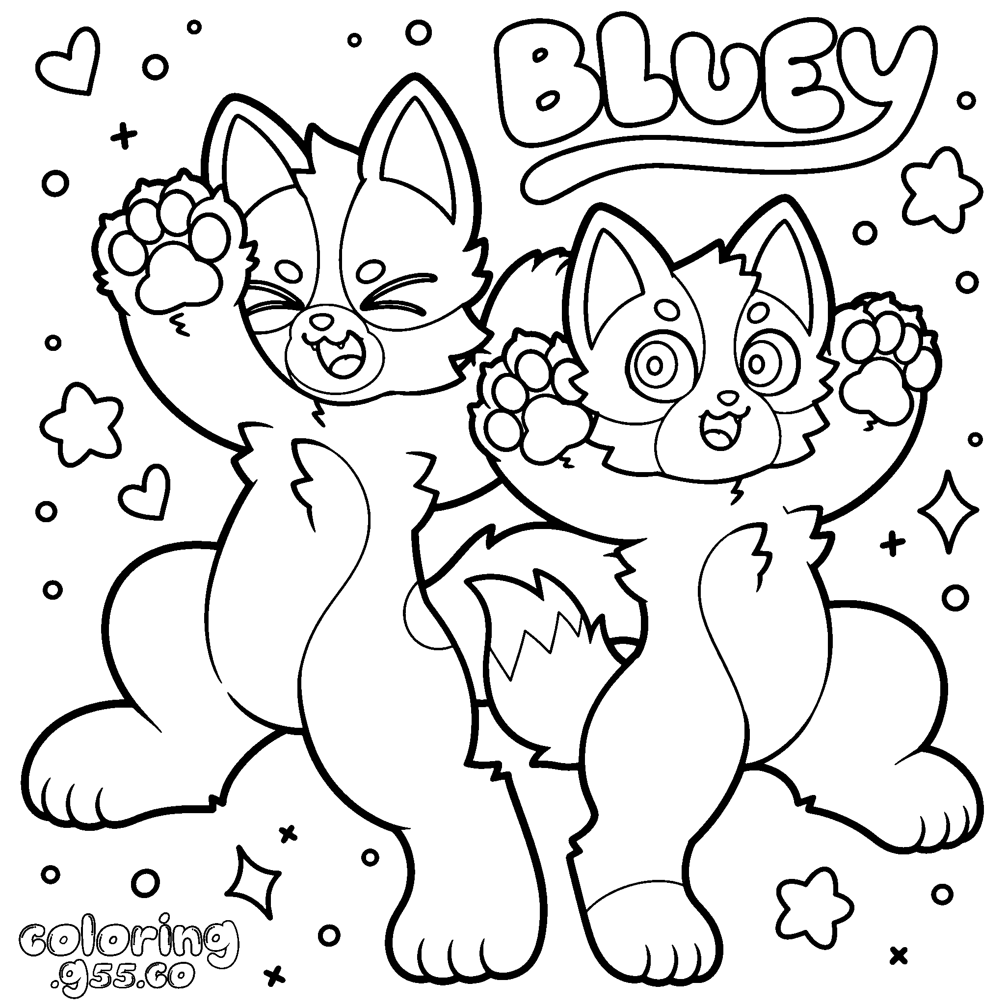 cute bluey line art for kids