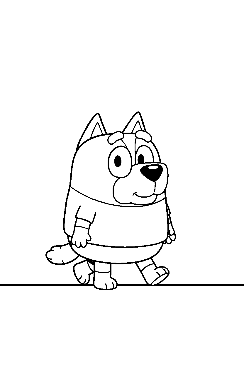 winton from bluey tv series walking gently on a blank background with a ground line line art