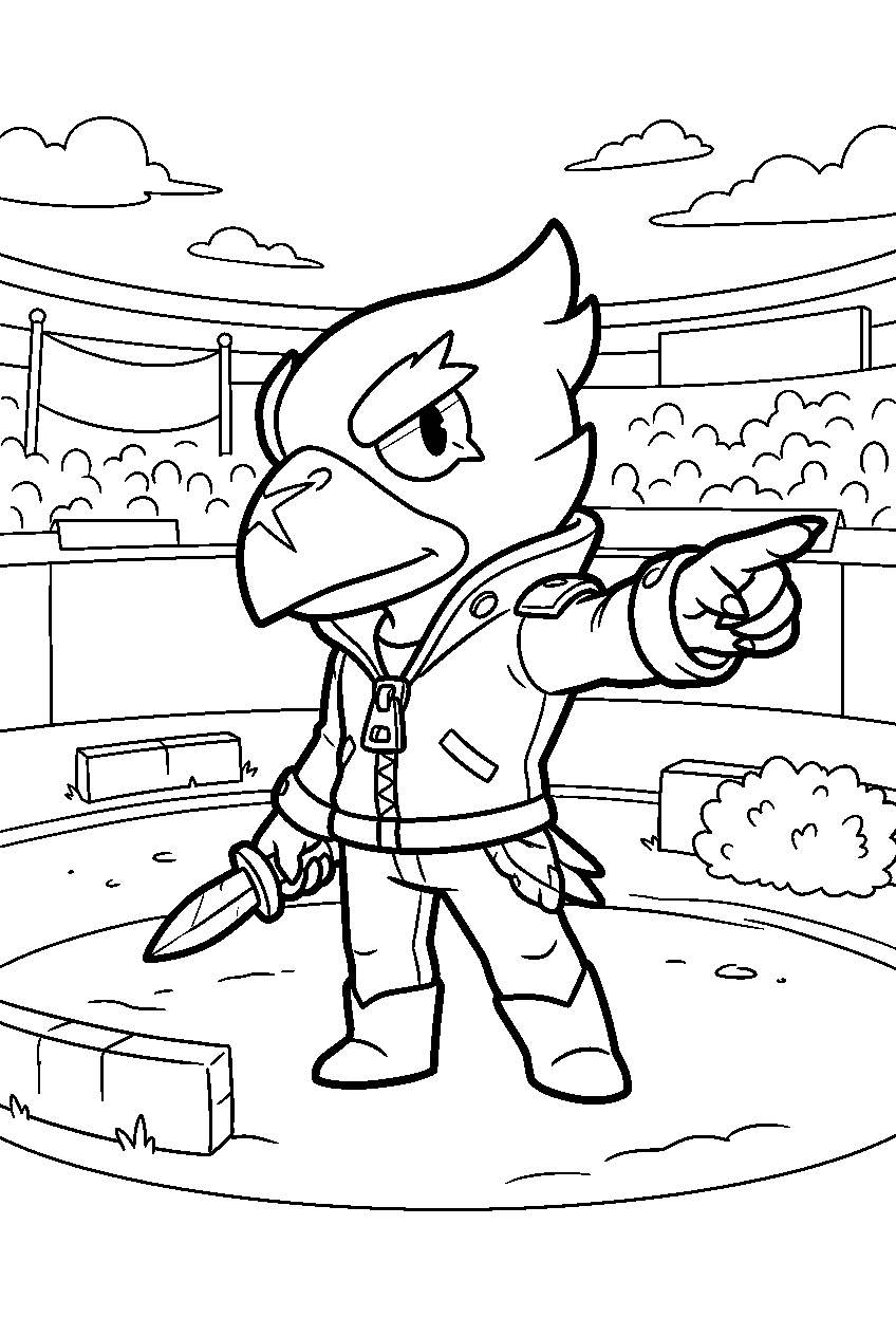 brawl stars crow pointing in brawl arena line art