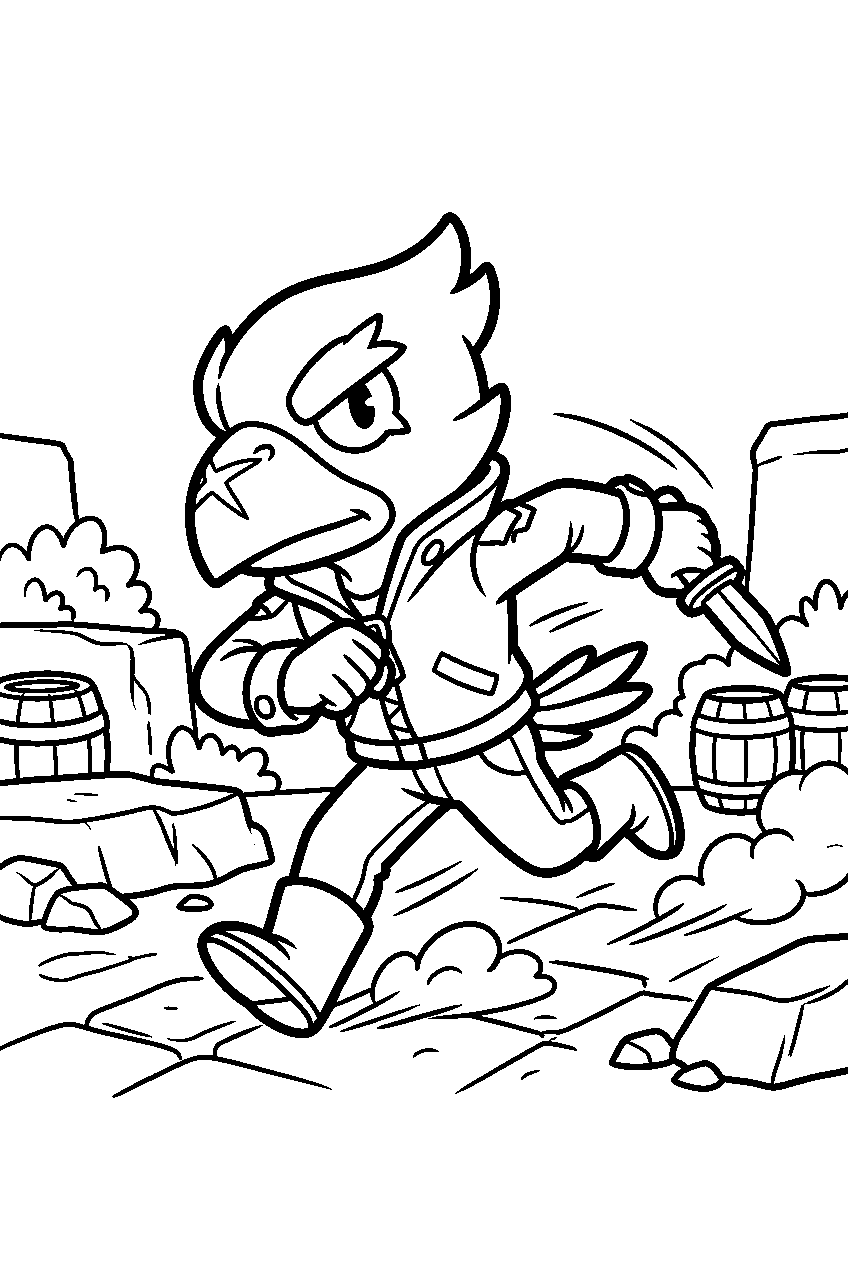 brawl stars crow running in battle arena line art