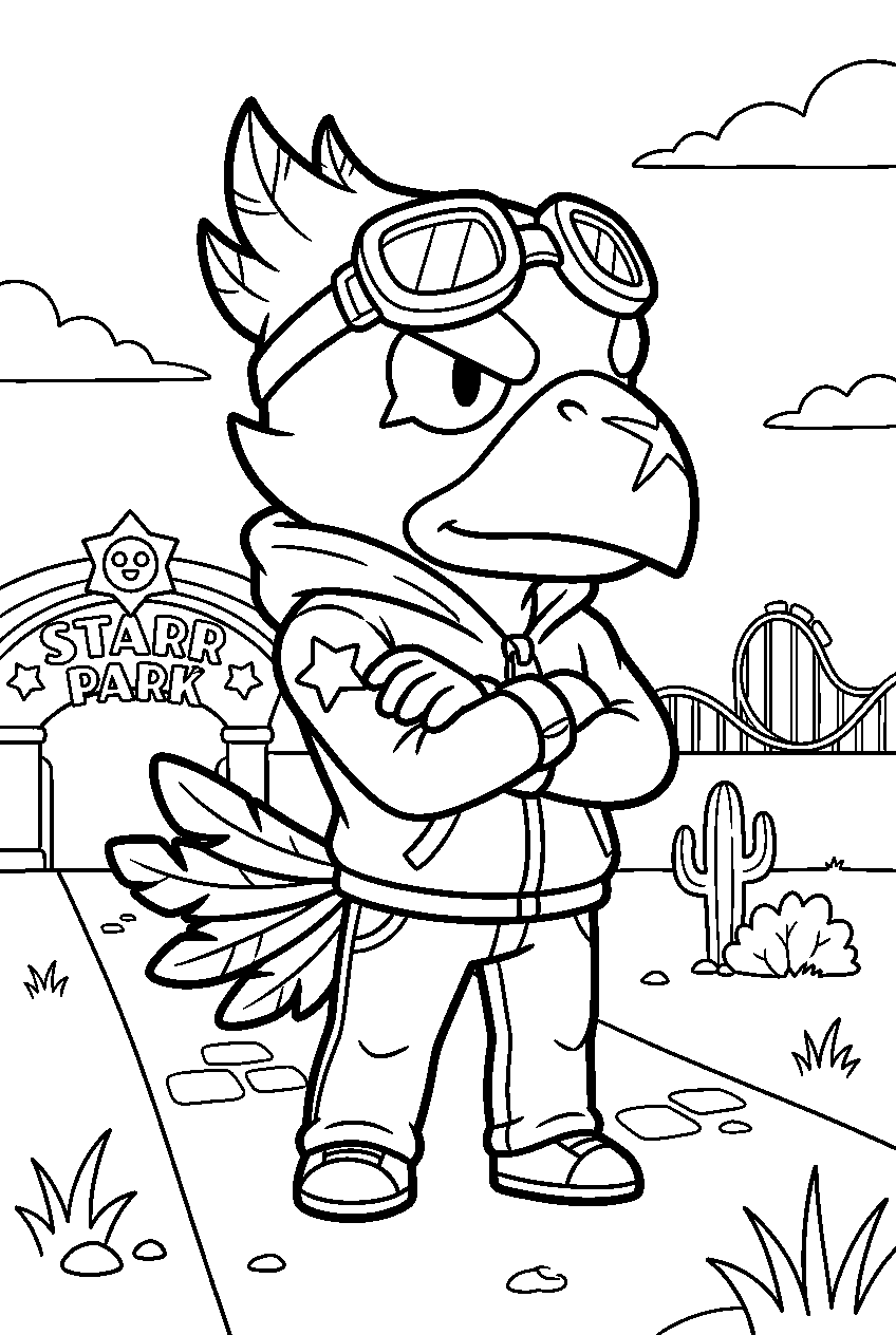 brawl stars crow standing in star park line art