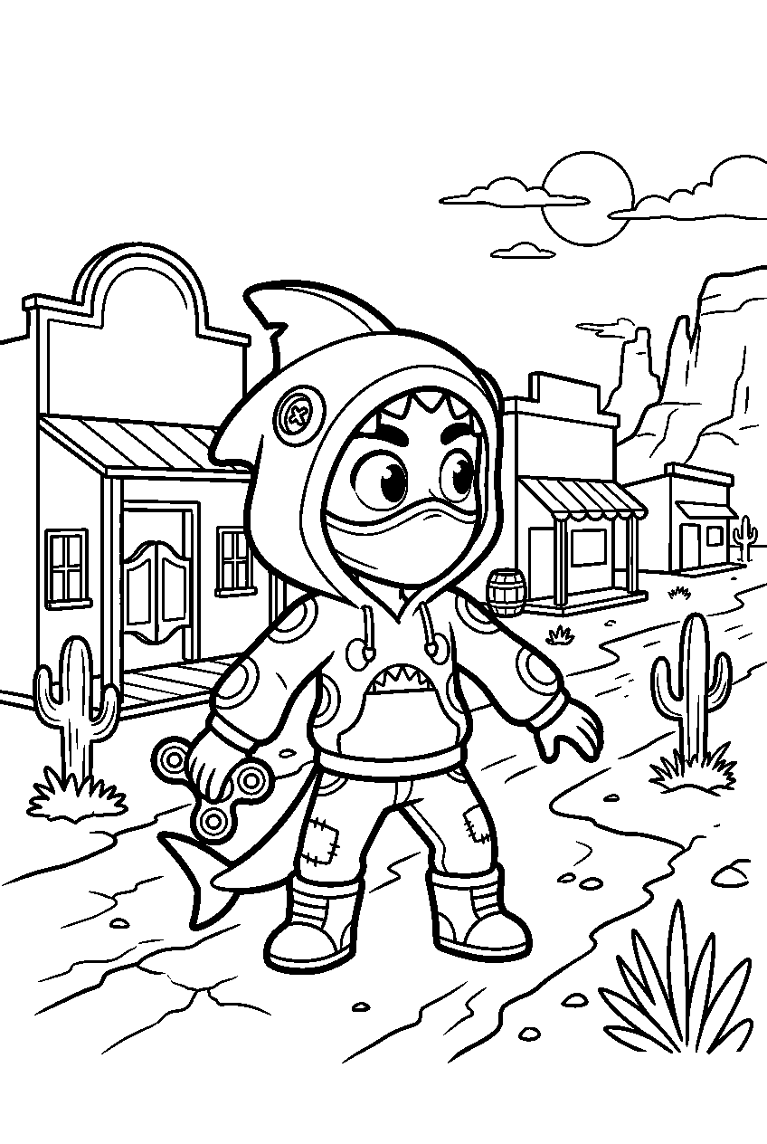 brawl stars leon looking around in desert town line art