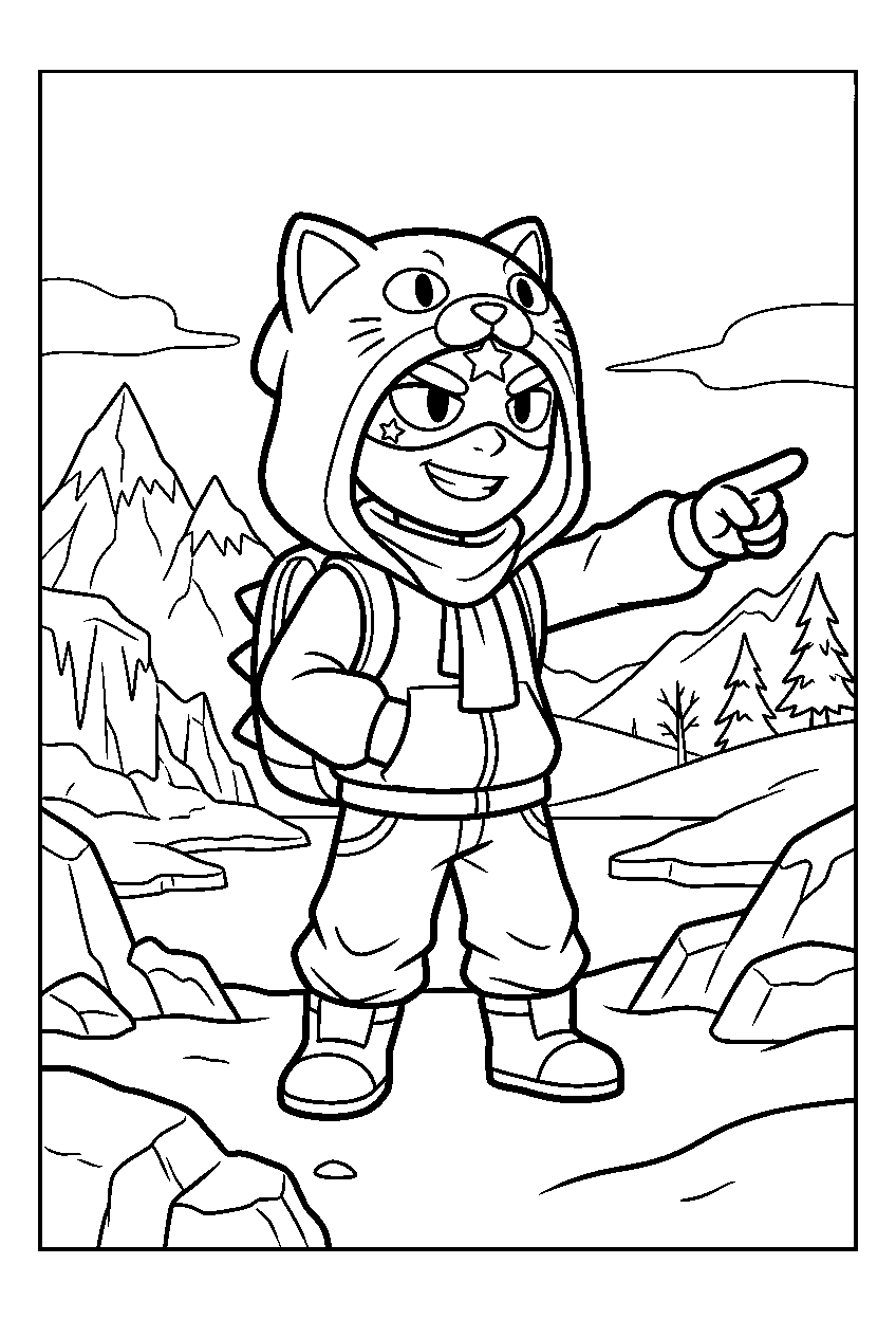 brawl stars leon pointing in frozen valley line art