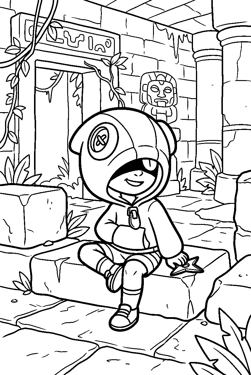 brawl stars leon sitting in hidden temple line art