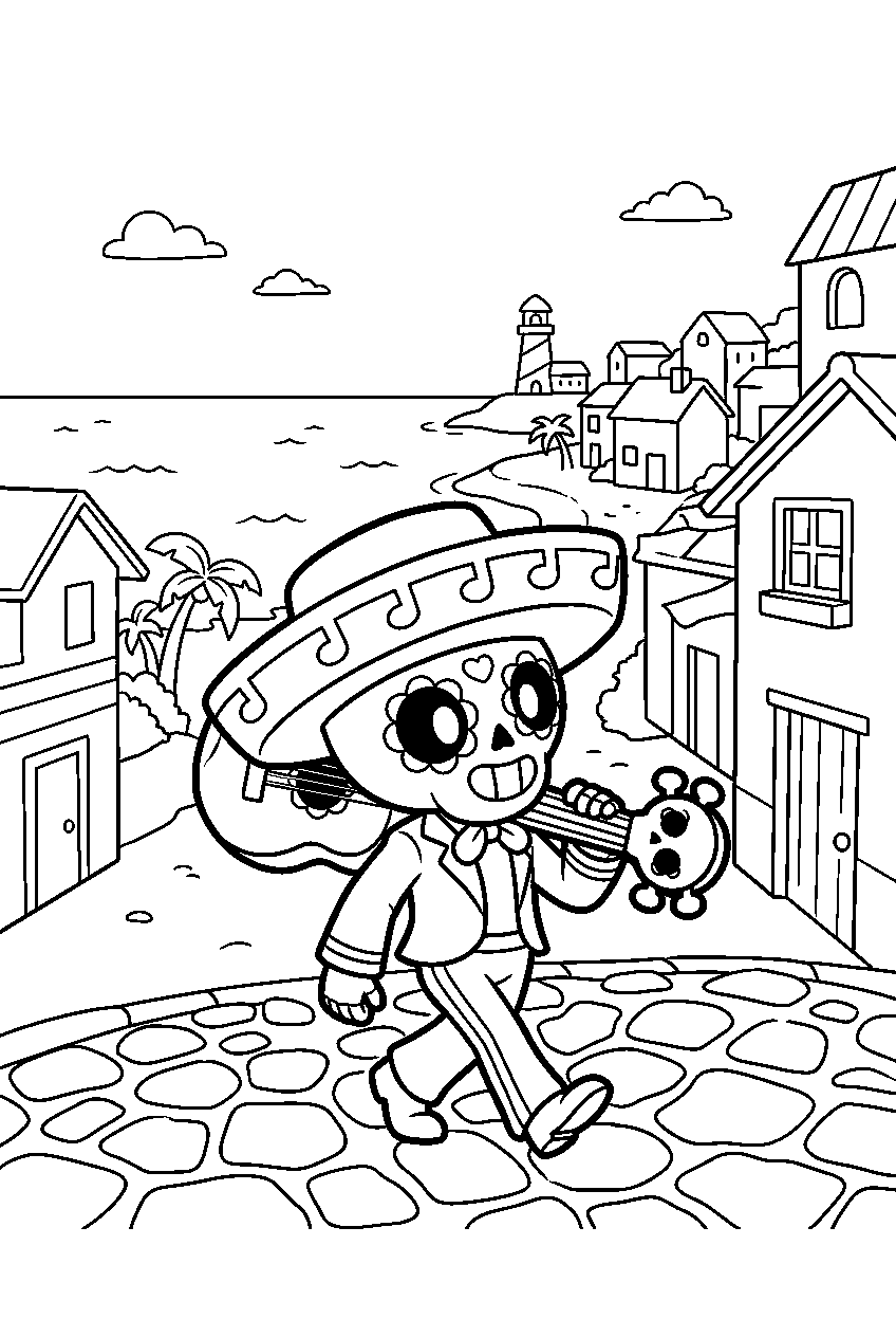 brawl stars poco exploring in seaside town line art