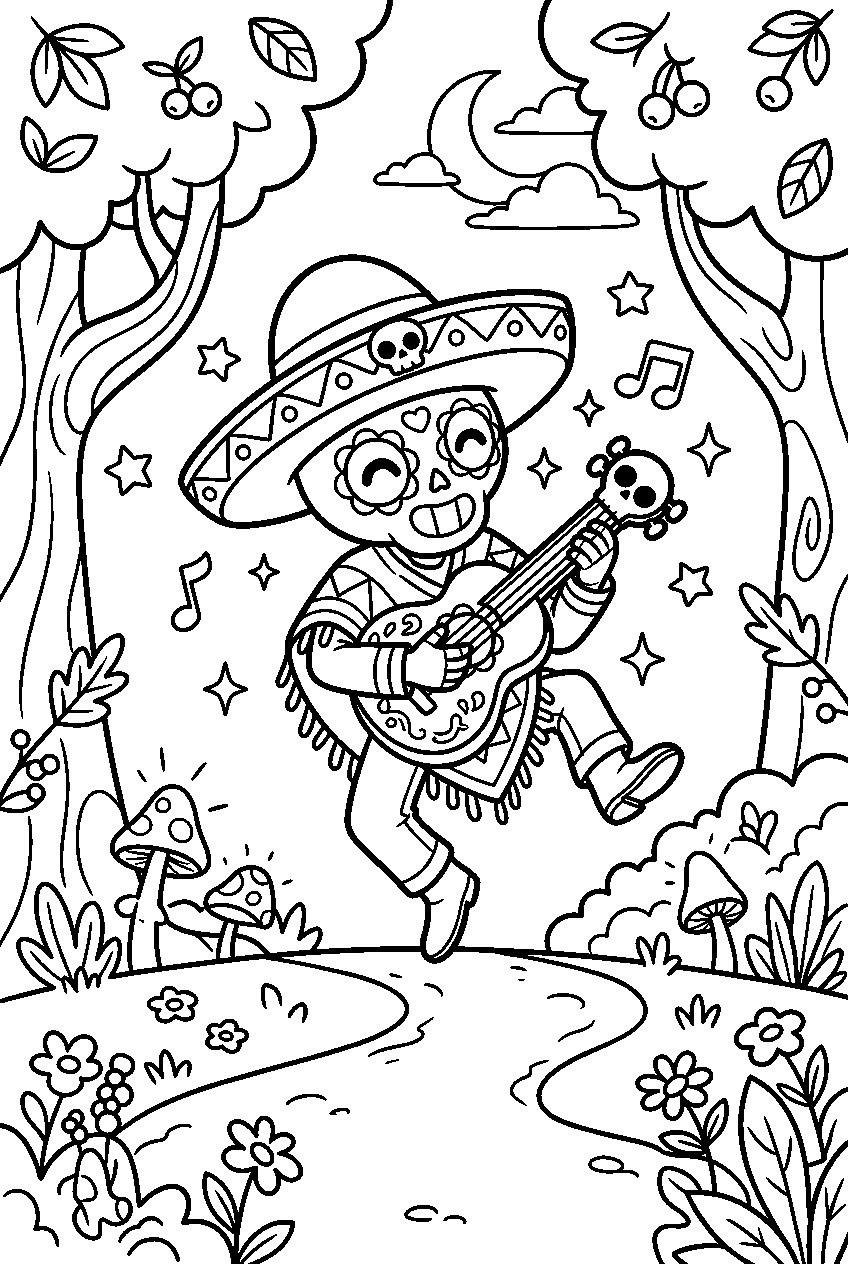brawl stars poco jumping in magical forest line art