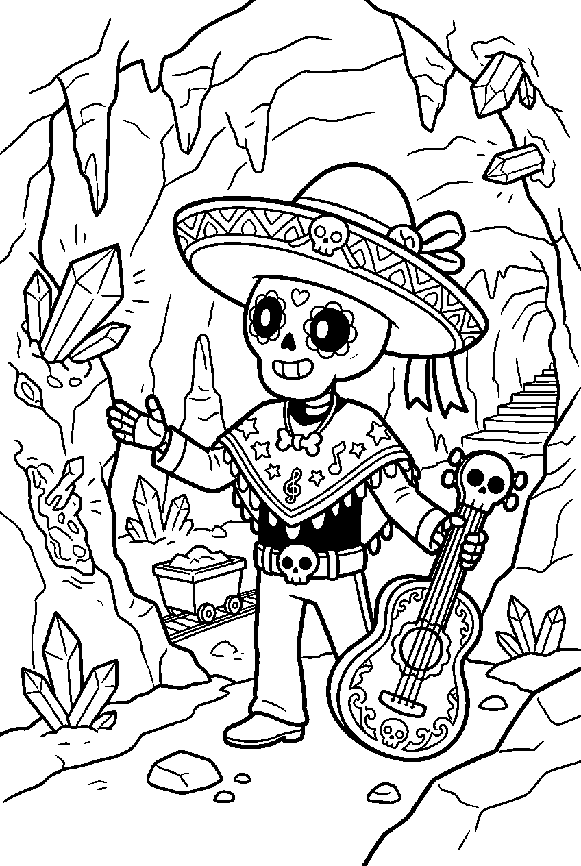 brawl stars poco looking around in crystal mine line art