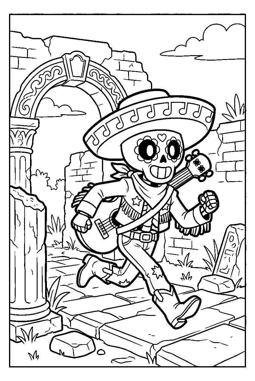 brawl stars poco running in ancient ruins line art