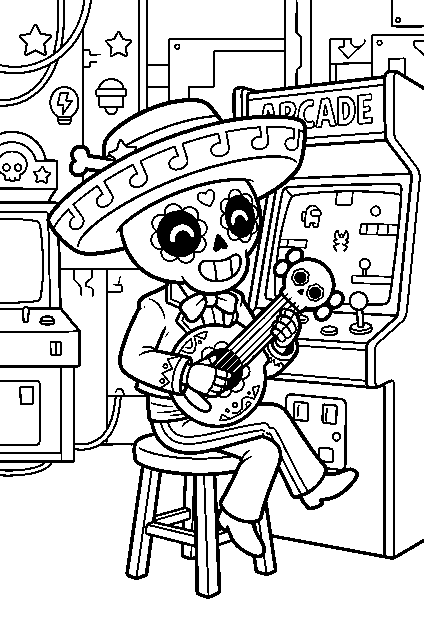 brawl stars poco sitting in arcade zone line art