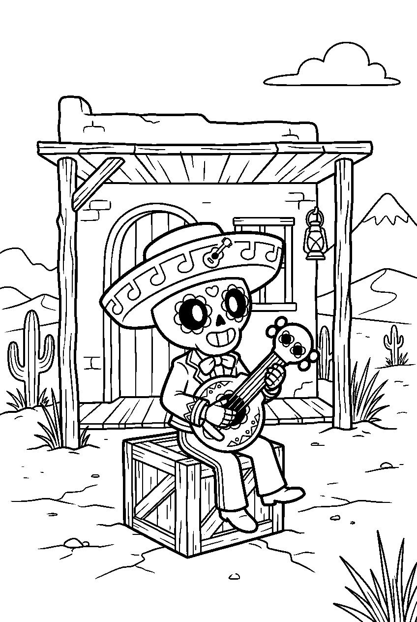 brawl stars poco sitting in desert outpost line art
