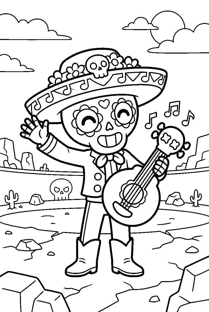 brawl stars poco waving in showdown arena line art