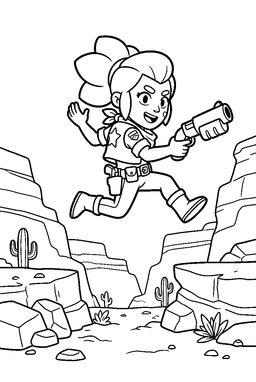 brawl stars shelly jumping in desert canyon line art