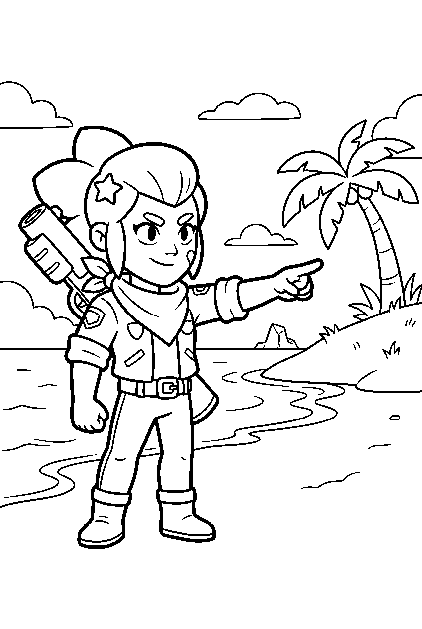 brawl stars shelly pointing in tropical island line art