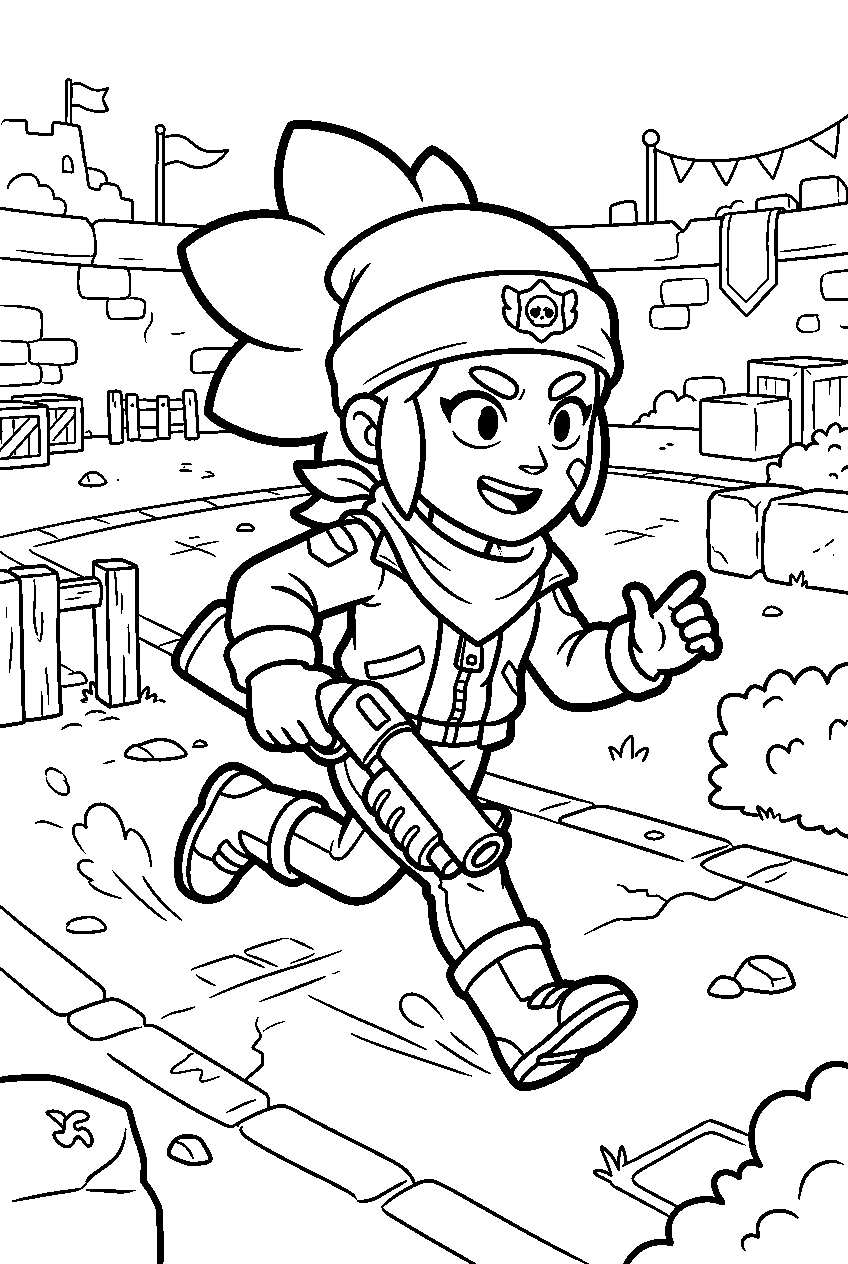 brawl stars shelly running in team battle arena line art