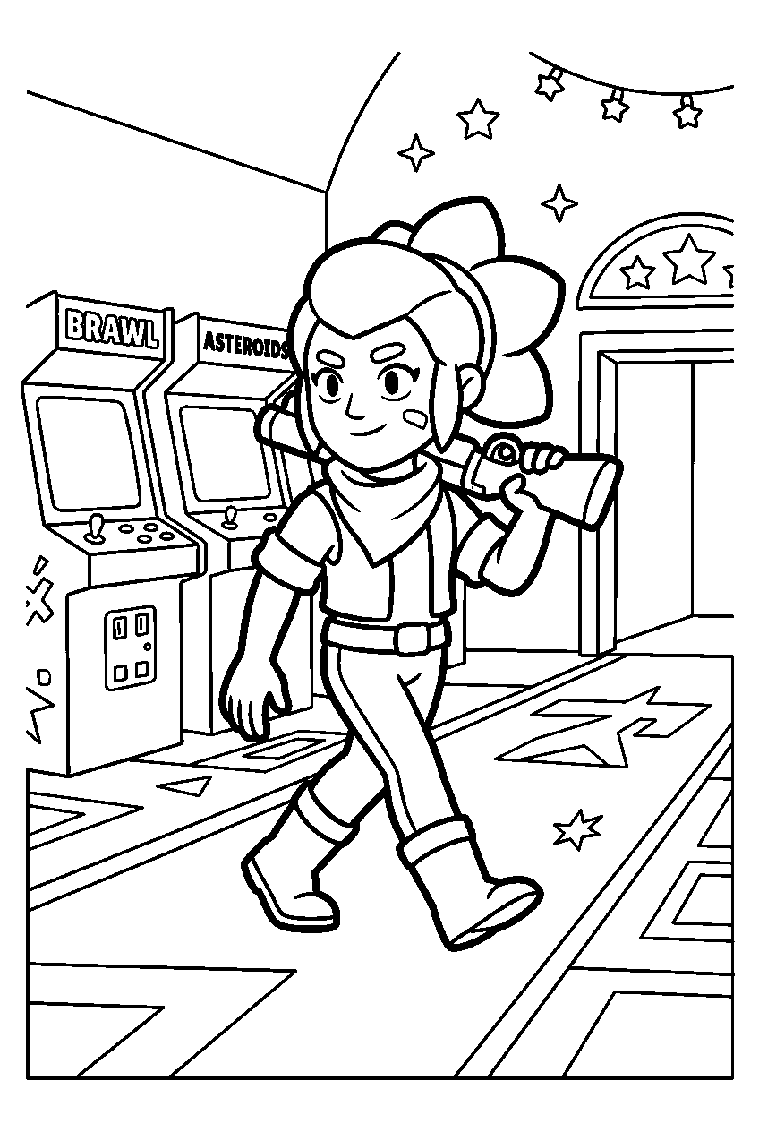 brawl stars shelly walking in arcade zone line art