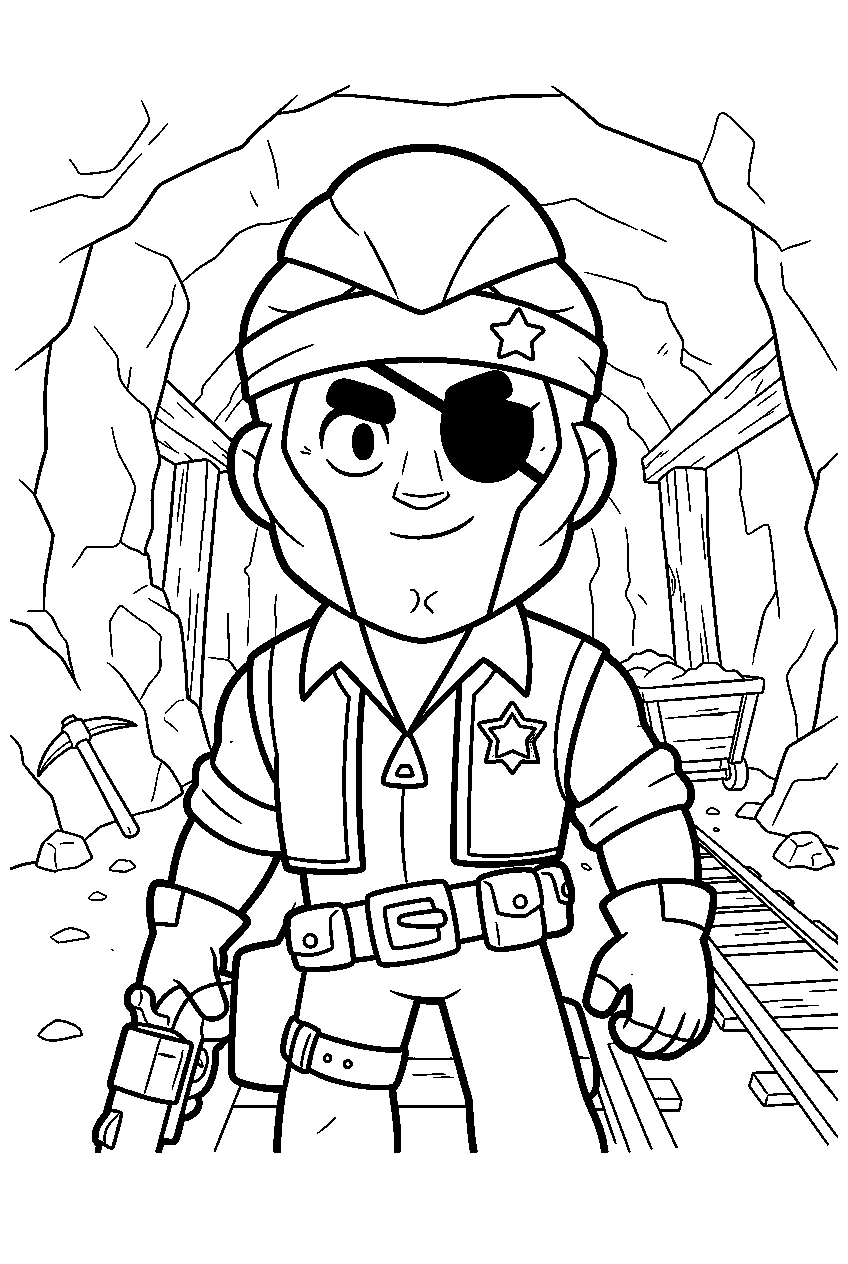 brawl stars characters in abandoned mine line art