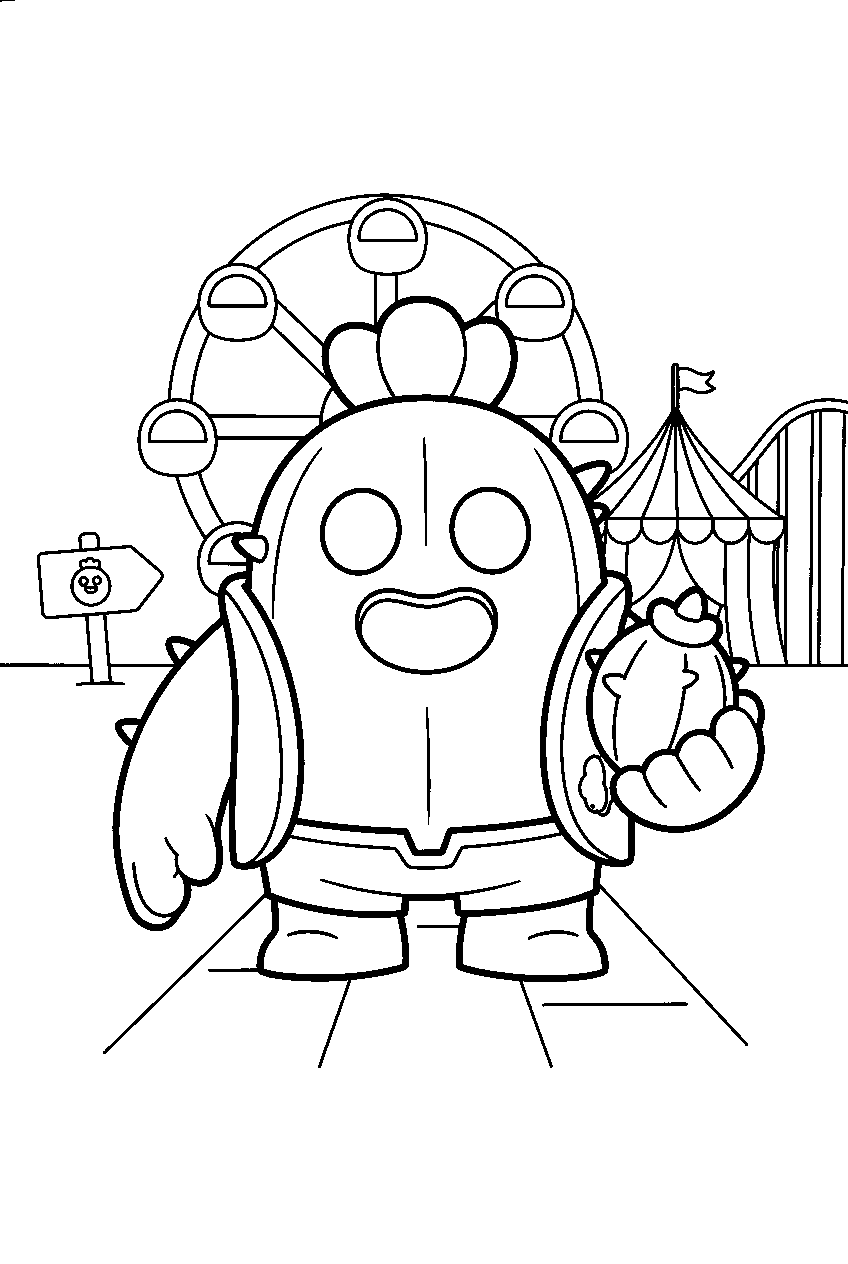 brawl stars characters in amusement park line art