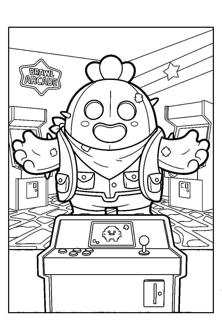 brawl stars characters in arcade zone line art