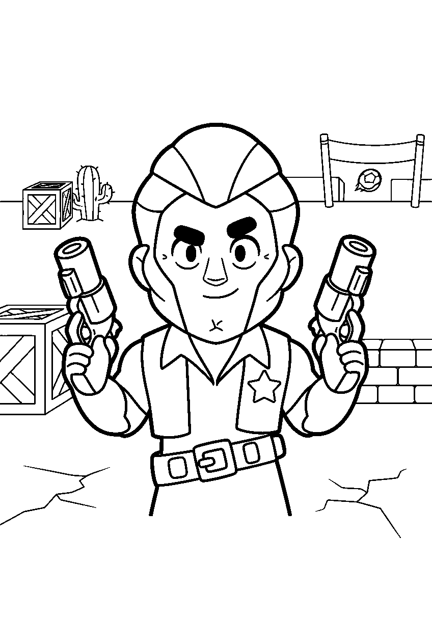brawl stars characters in battle arena line art