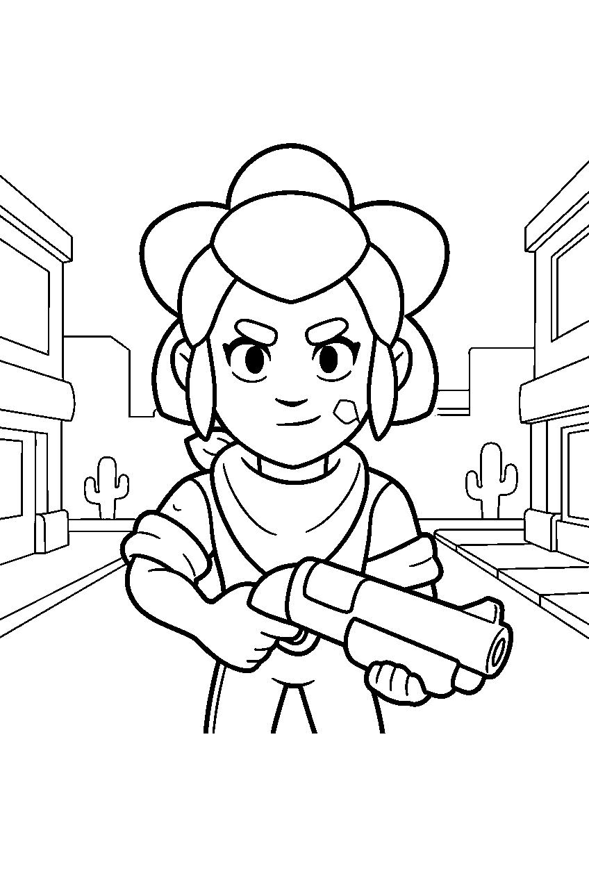 brawl stars characters in city street line art