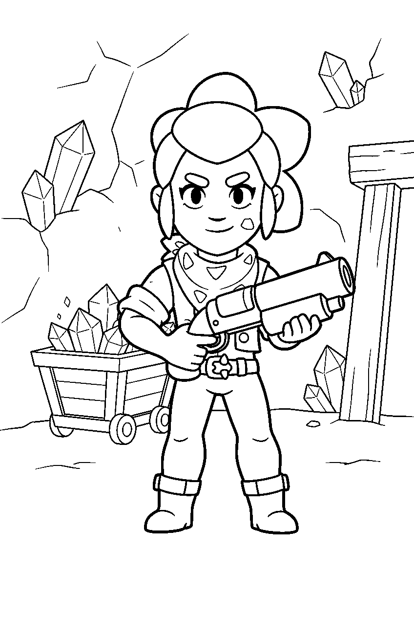 brawl stars characters in crystal mine line art