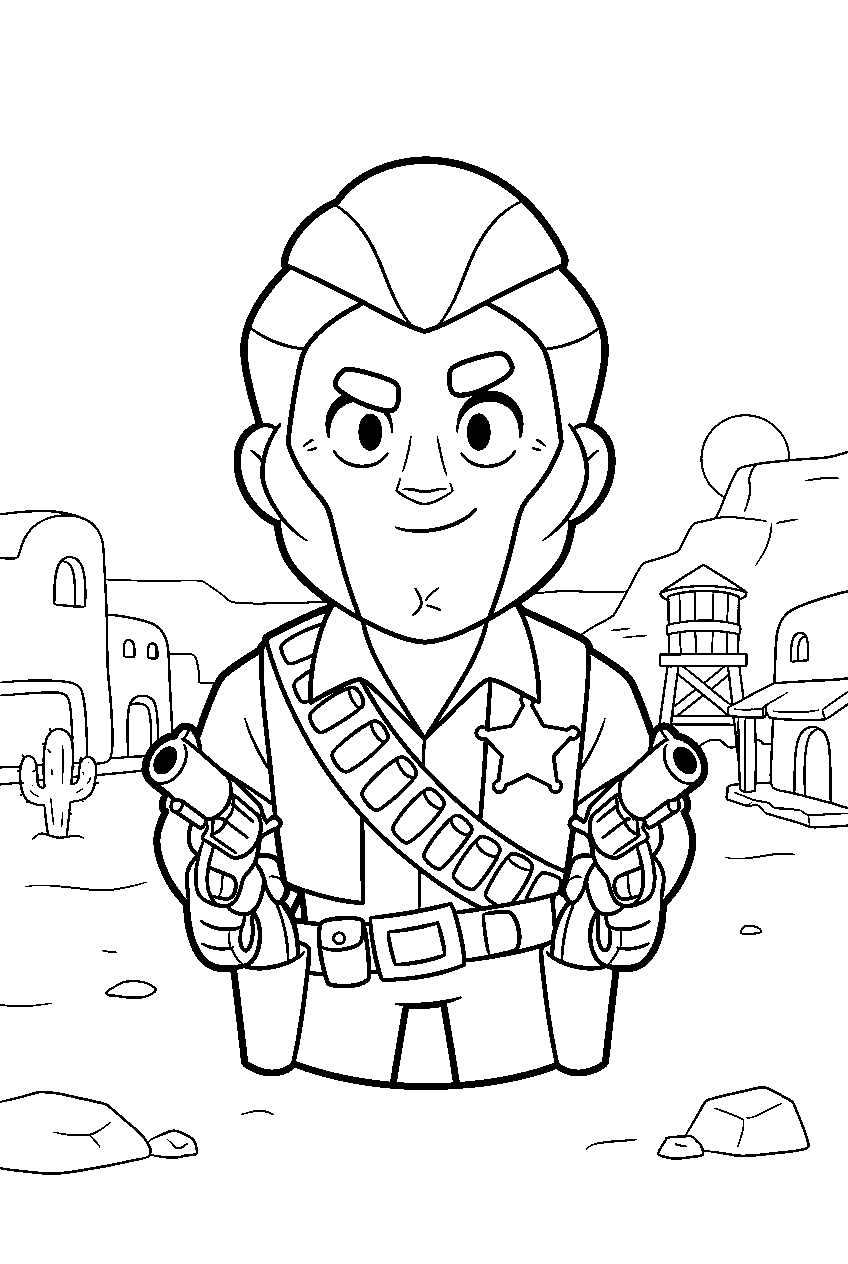 brawl stars characters in desert town line art