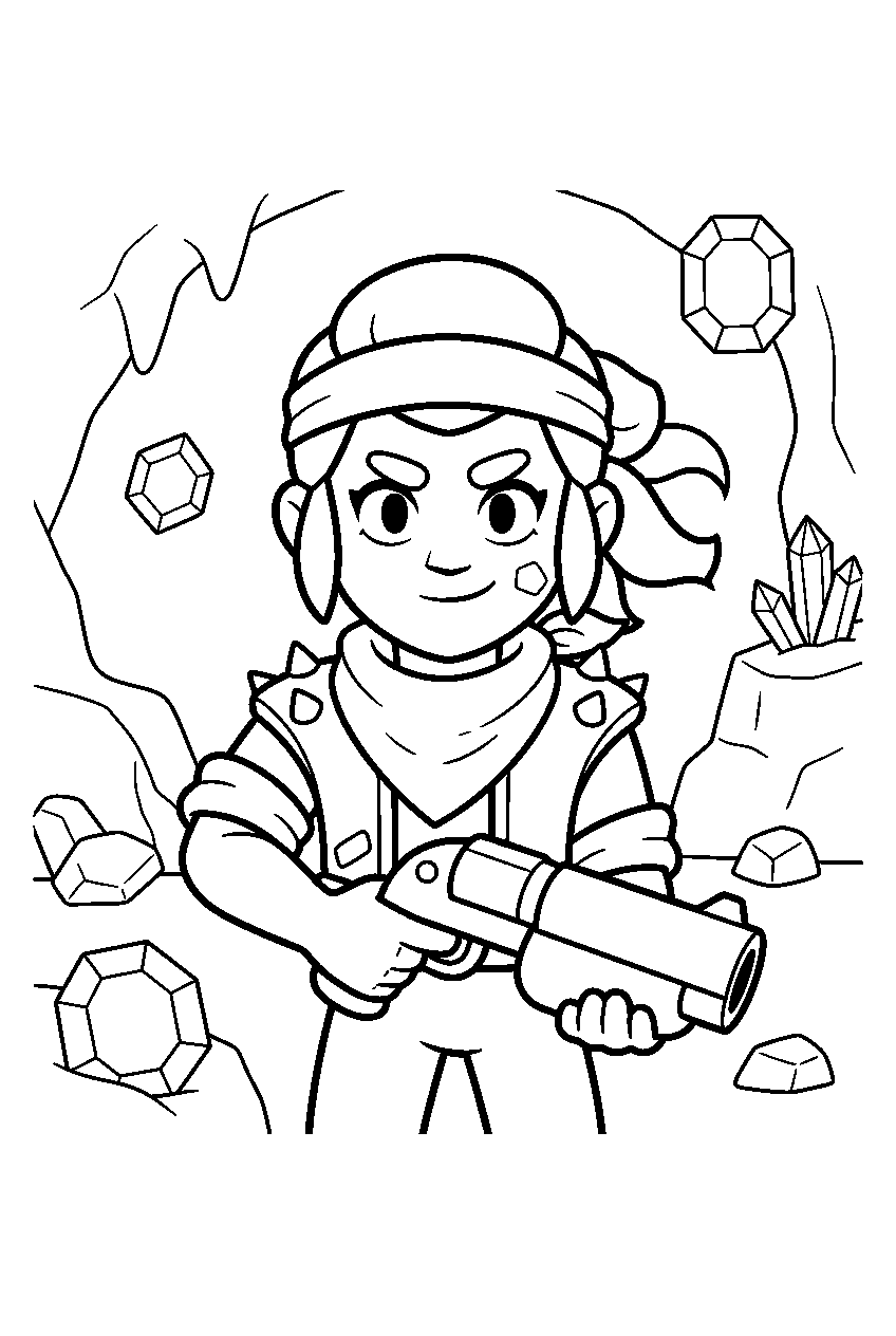 brawl stars characters in gemstone cave line art