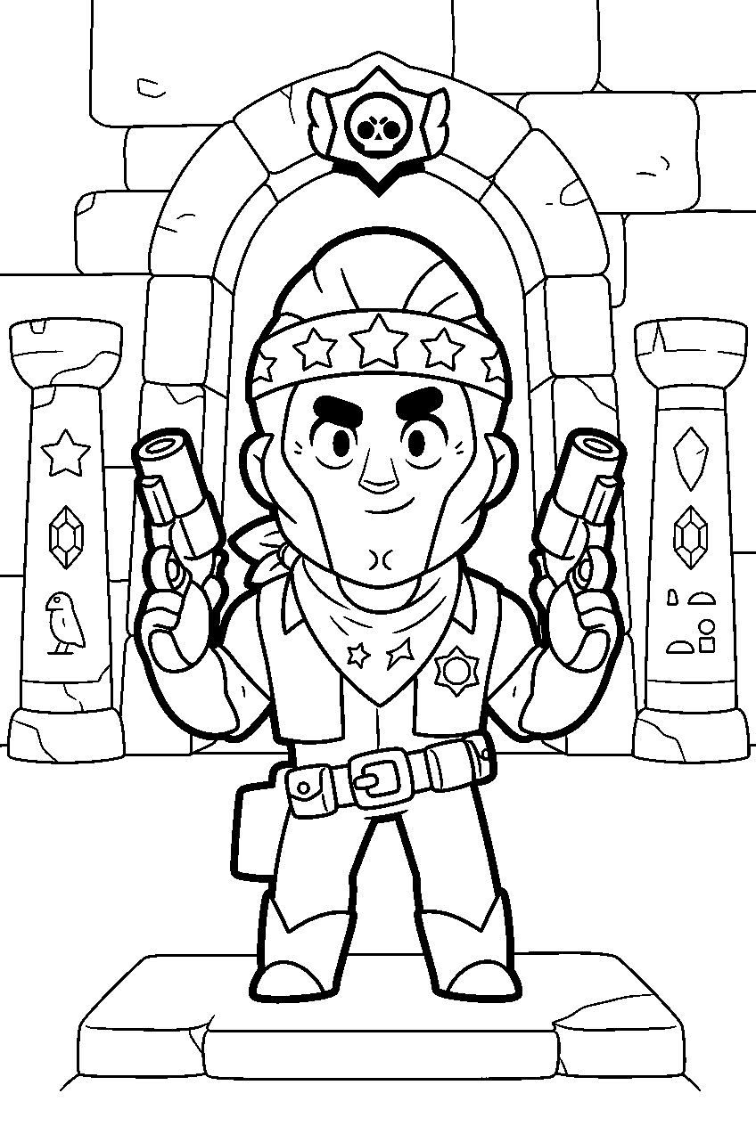 brawl stars characters in hidden temple line art