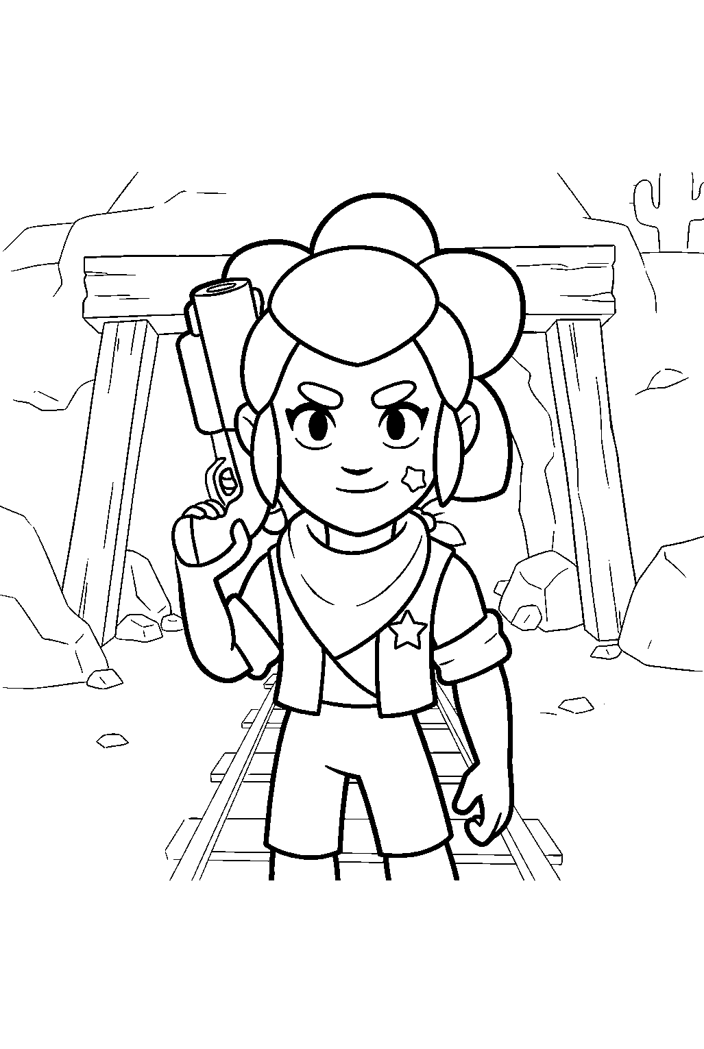 brawl stars characters in mine entrance line art
