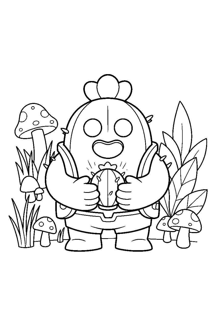 brawl stars characters in mushroom grove line art