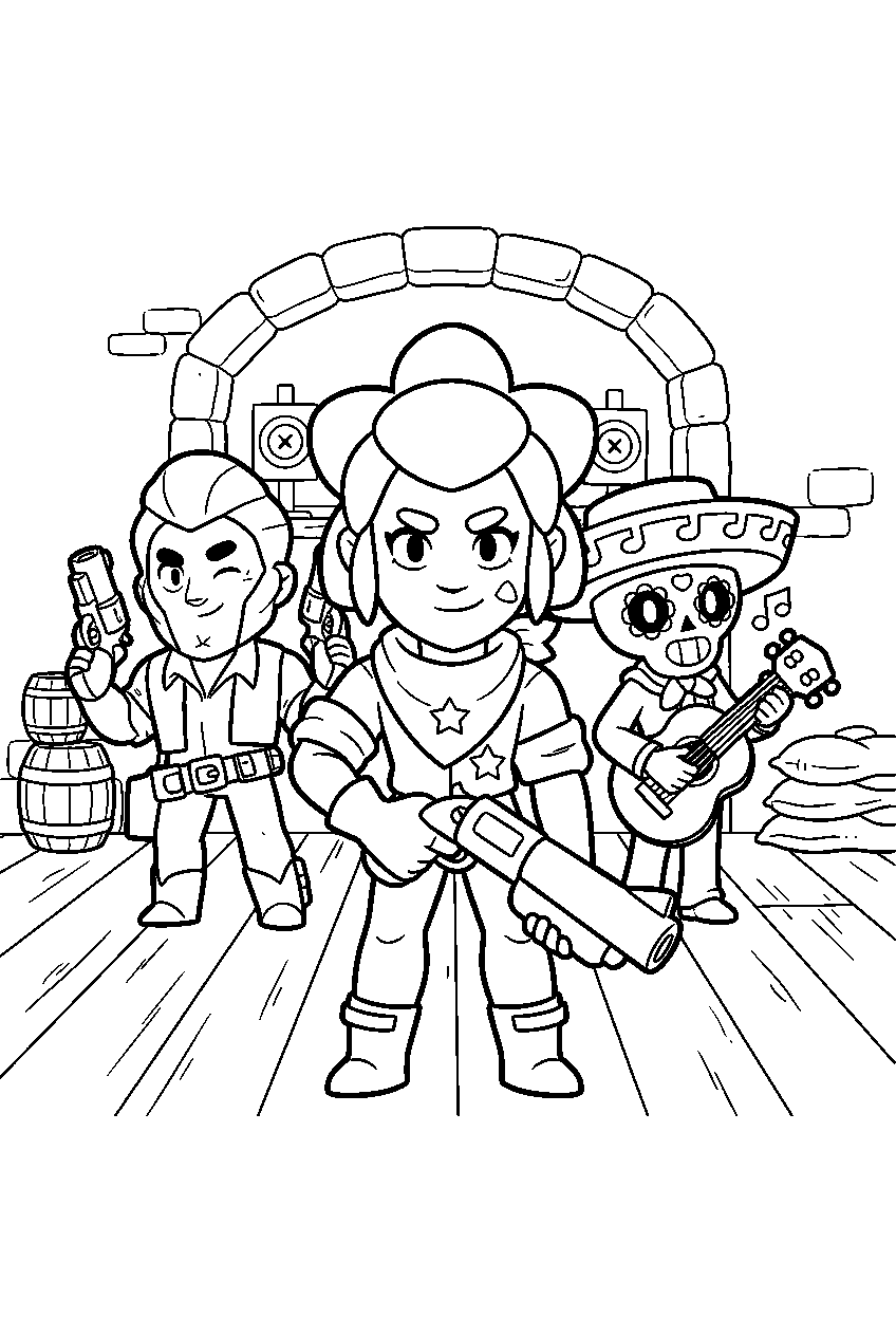 brawl stars characters in practice arena line art